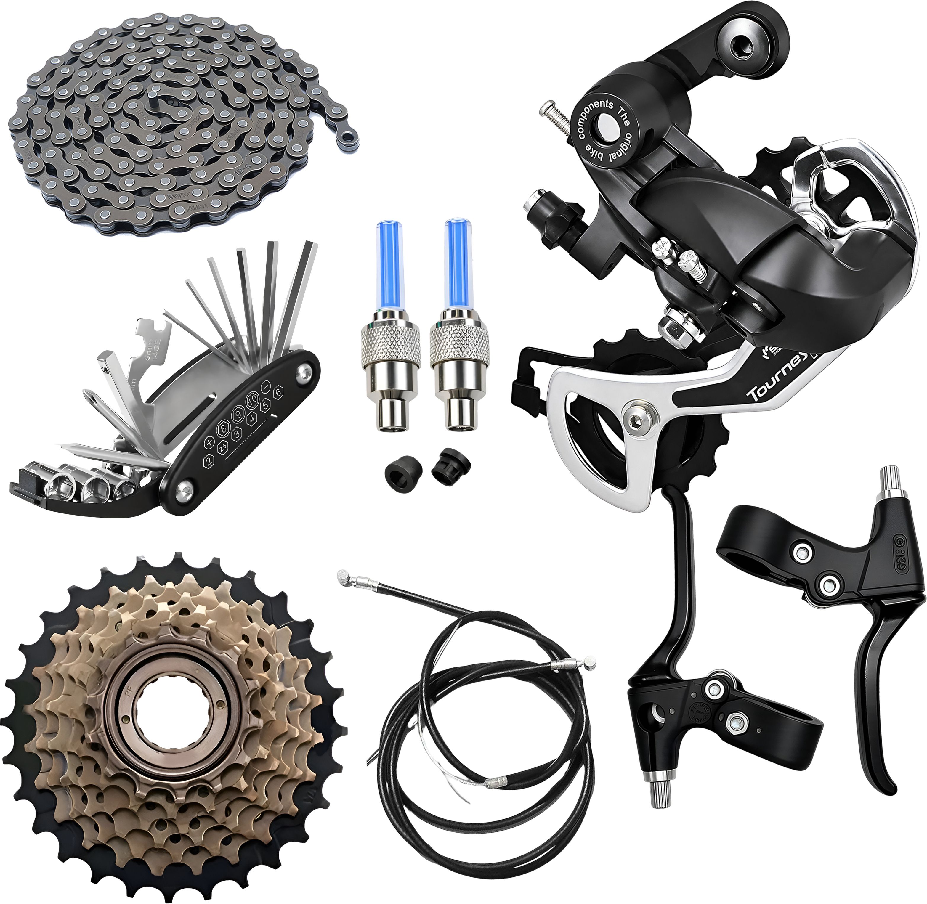razaiq Cycle Maintenance Kit Rear Gear Chain Freewheel LED Valve Cap Tool Set Bicycle Brake Disk-picture-24