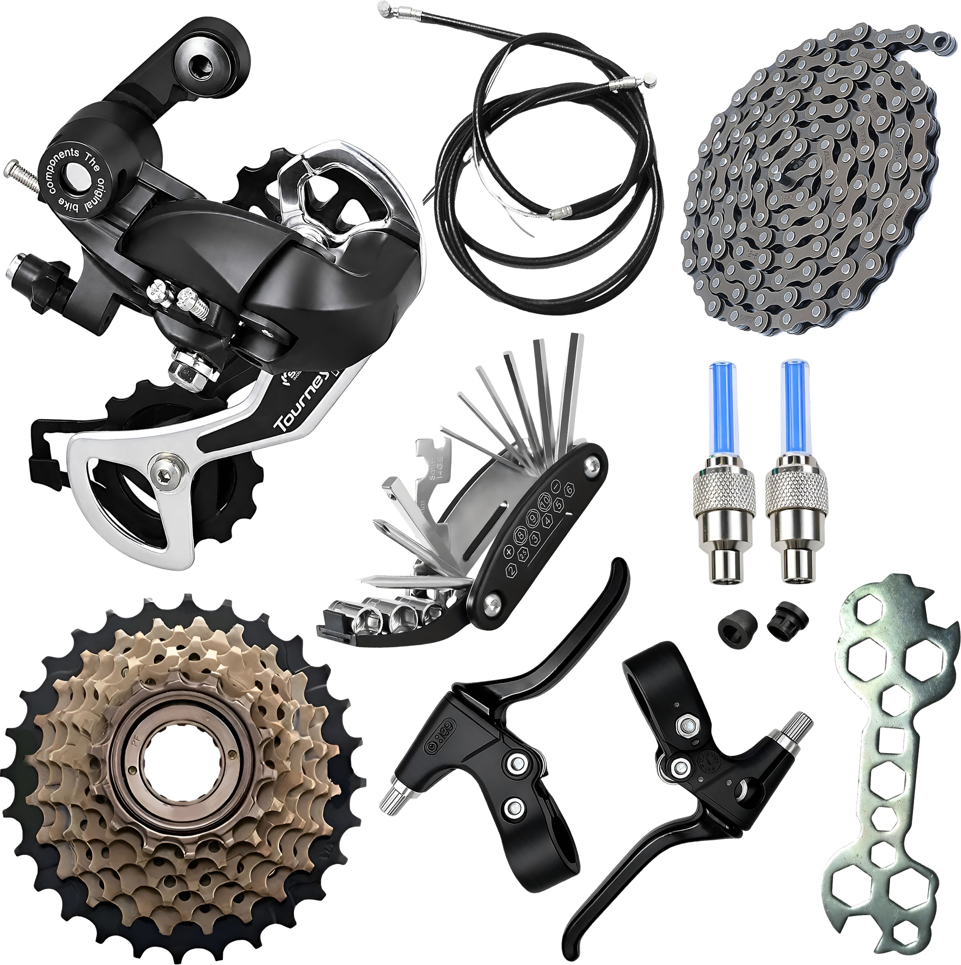 razaiq Bicycle Gear Kit Rear Derailleur Chain Freewheel 16 in 1 13 in 1 Tool Set LED Bicycle Brake Disk-picture-15