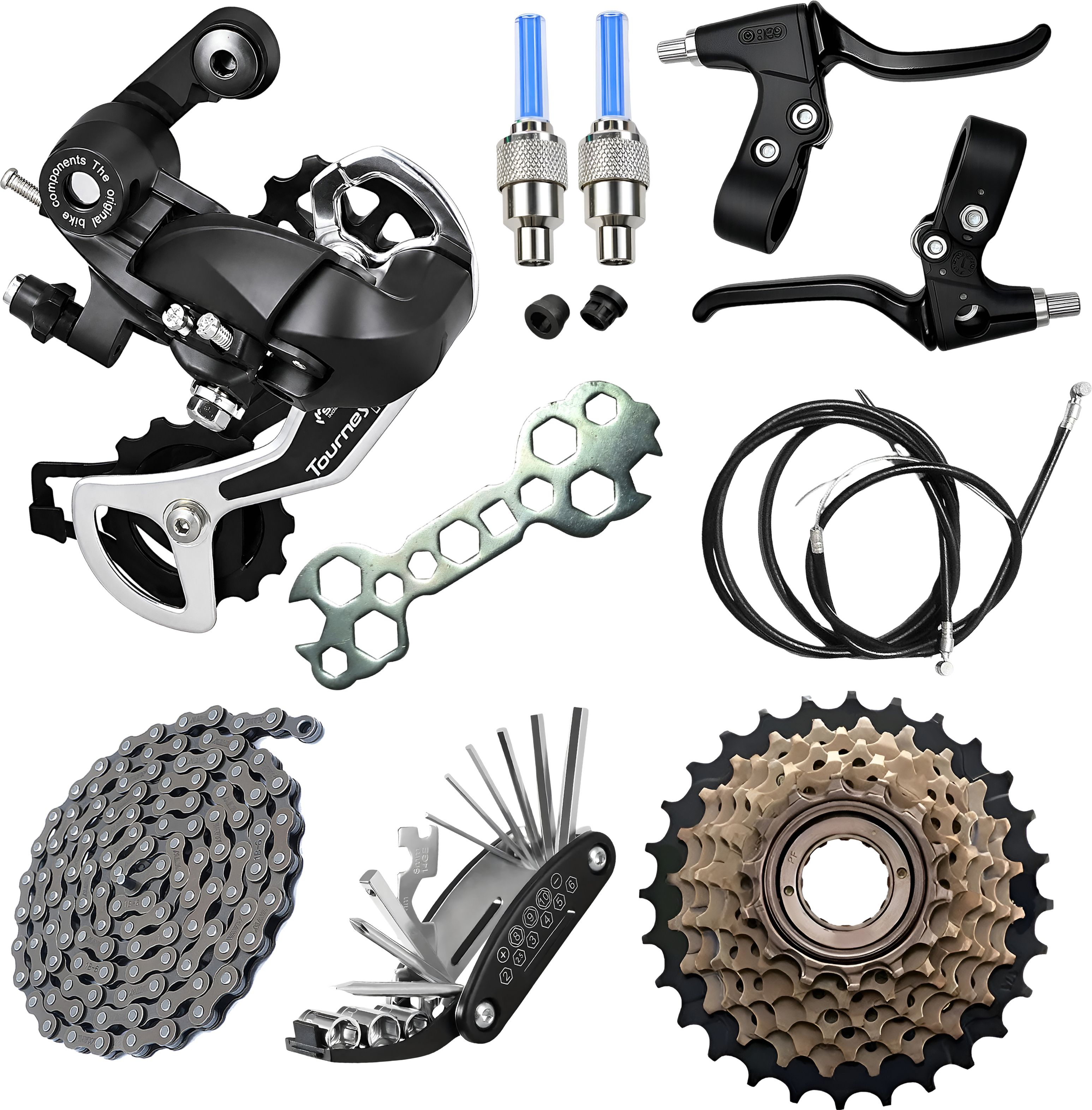 razaiq Bicycle Maintenance Kit Rear Derailleur Freewheel Chain Tool Set LED Wheel Cap Bicycle Brake Disk-picture-33