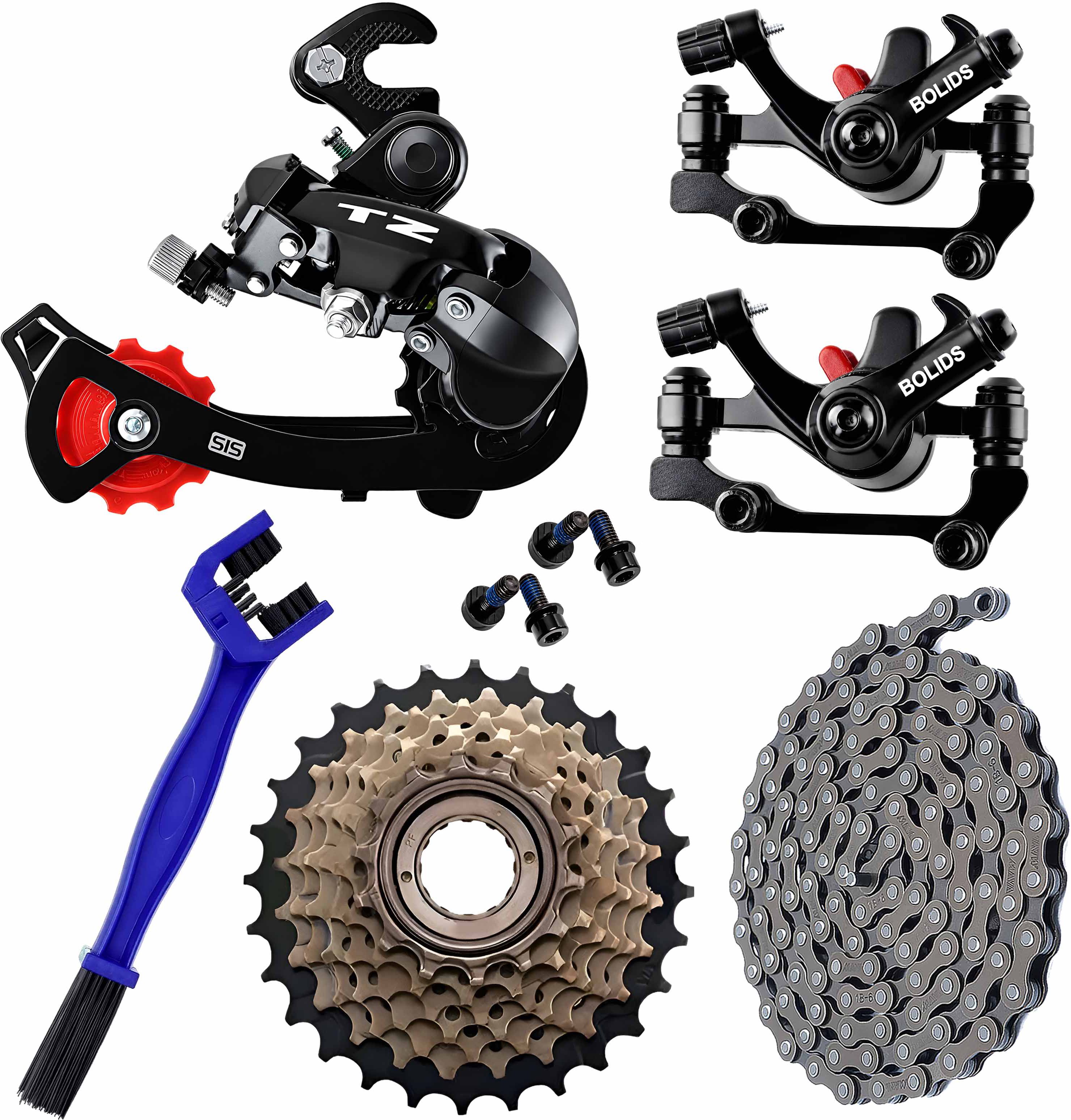 razaiq TZ Tourney Rear Gear Kit with Chain Freewheel Disc Brake and Brush Combo Bicycle Brake Disk-picture-43