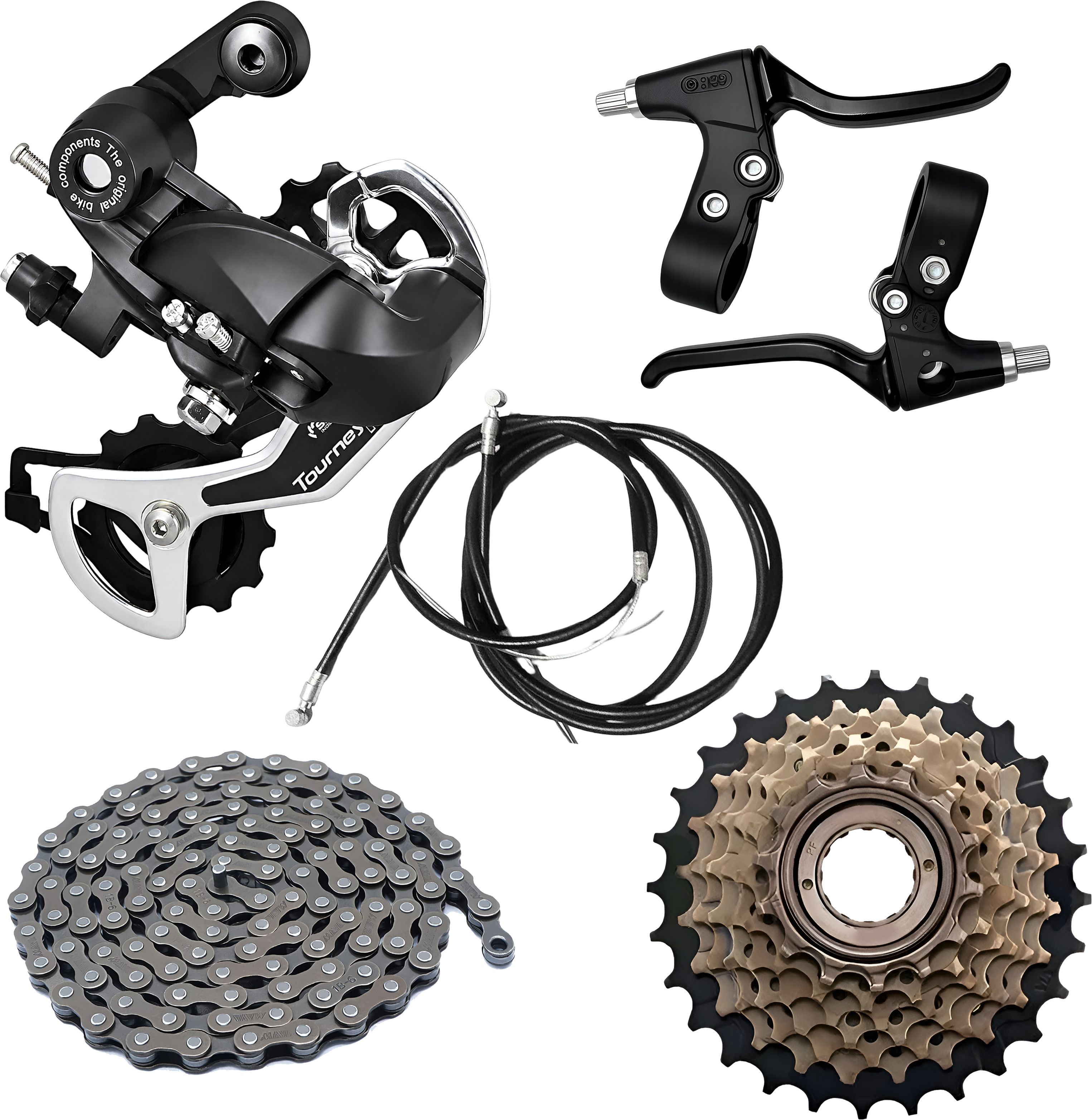 razaiq Bicycle Rear Derailleur 6/7/8 Speed Kit with Freewheel Chain Brake Cable Wire Bicycle Brake Disk-picture-33