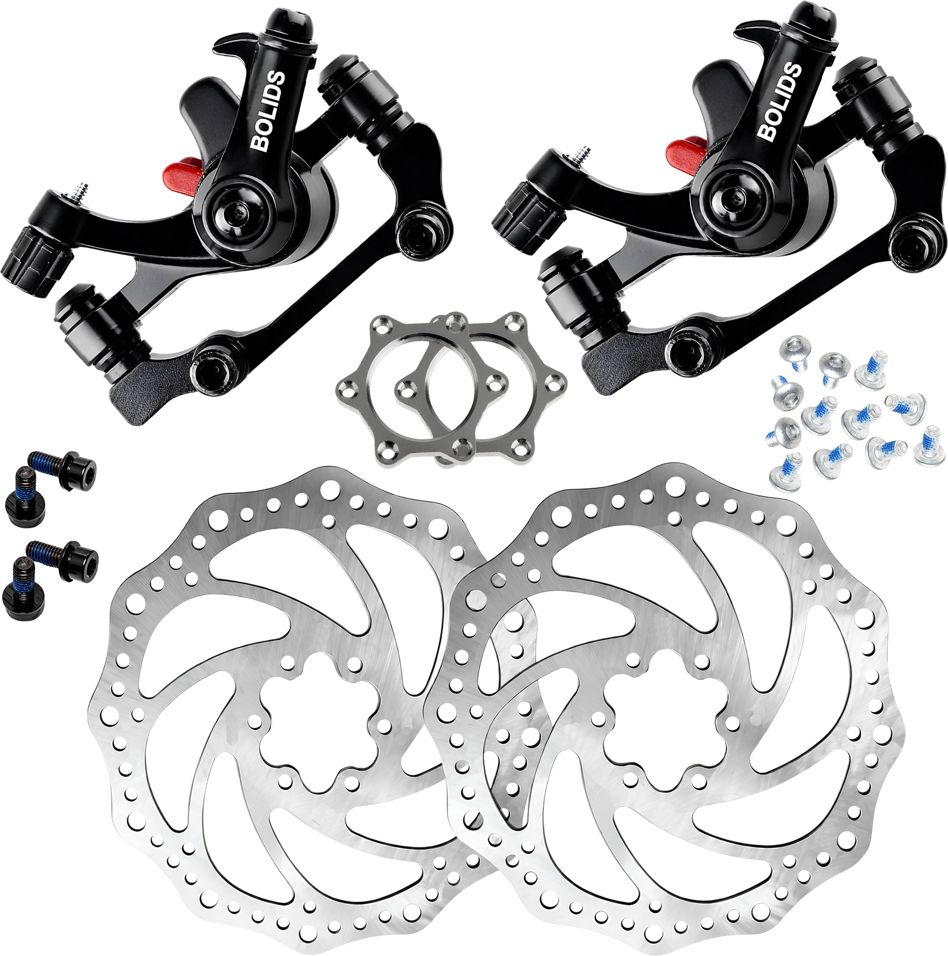 razaiq Complete 2 Set Cycle Disc Brake Kit with Rotors, Calipers & Hub Nuts Bicycle Brake Disk-picture-18