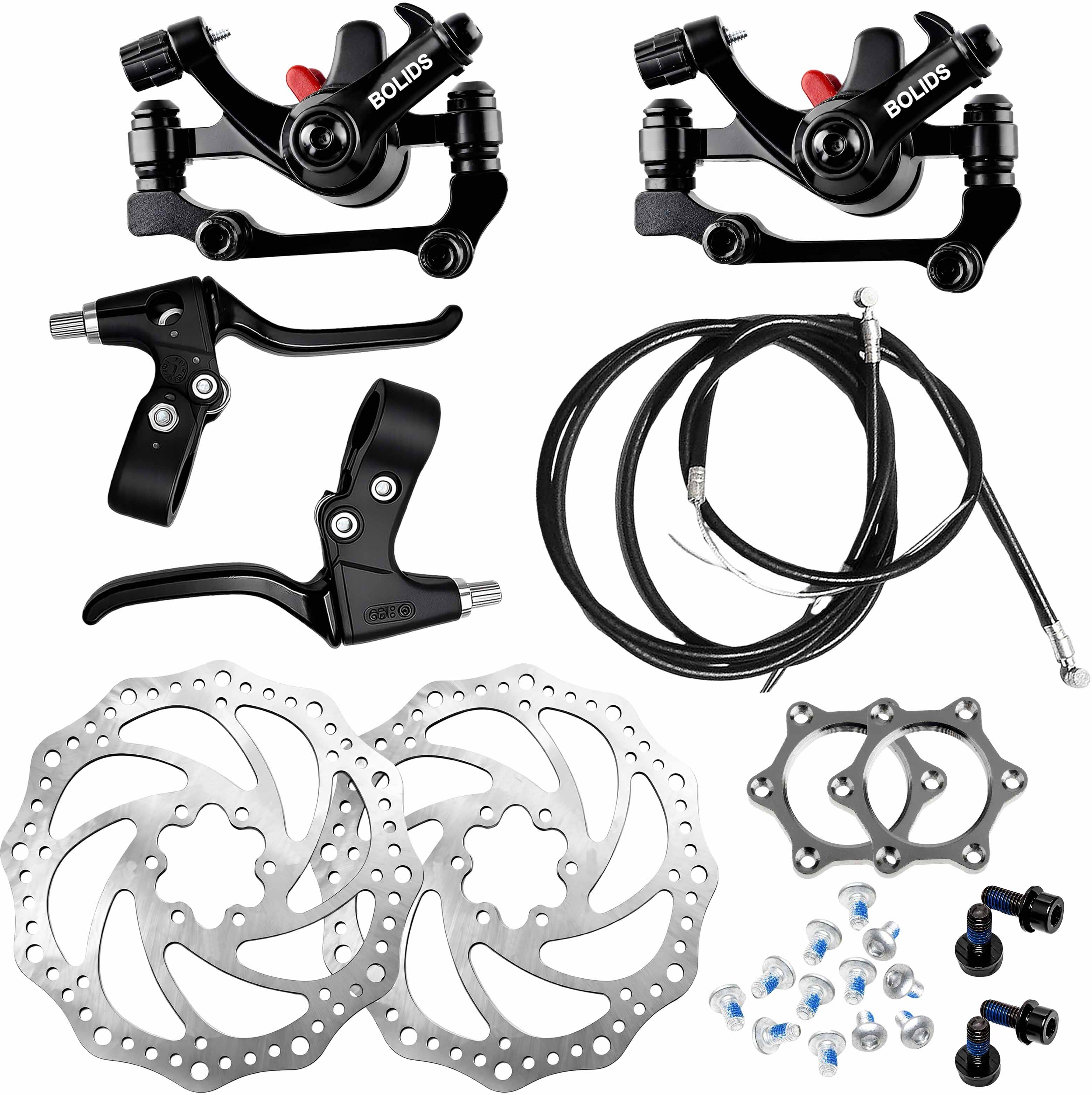 Universal Front Rear Disc Brake Set with Lever Cable & 160mm Brake Disc Bicycle Brake Disk-image-43