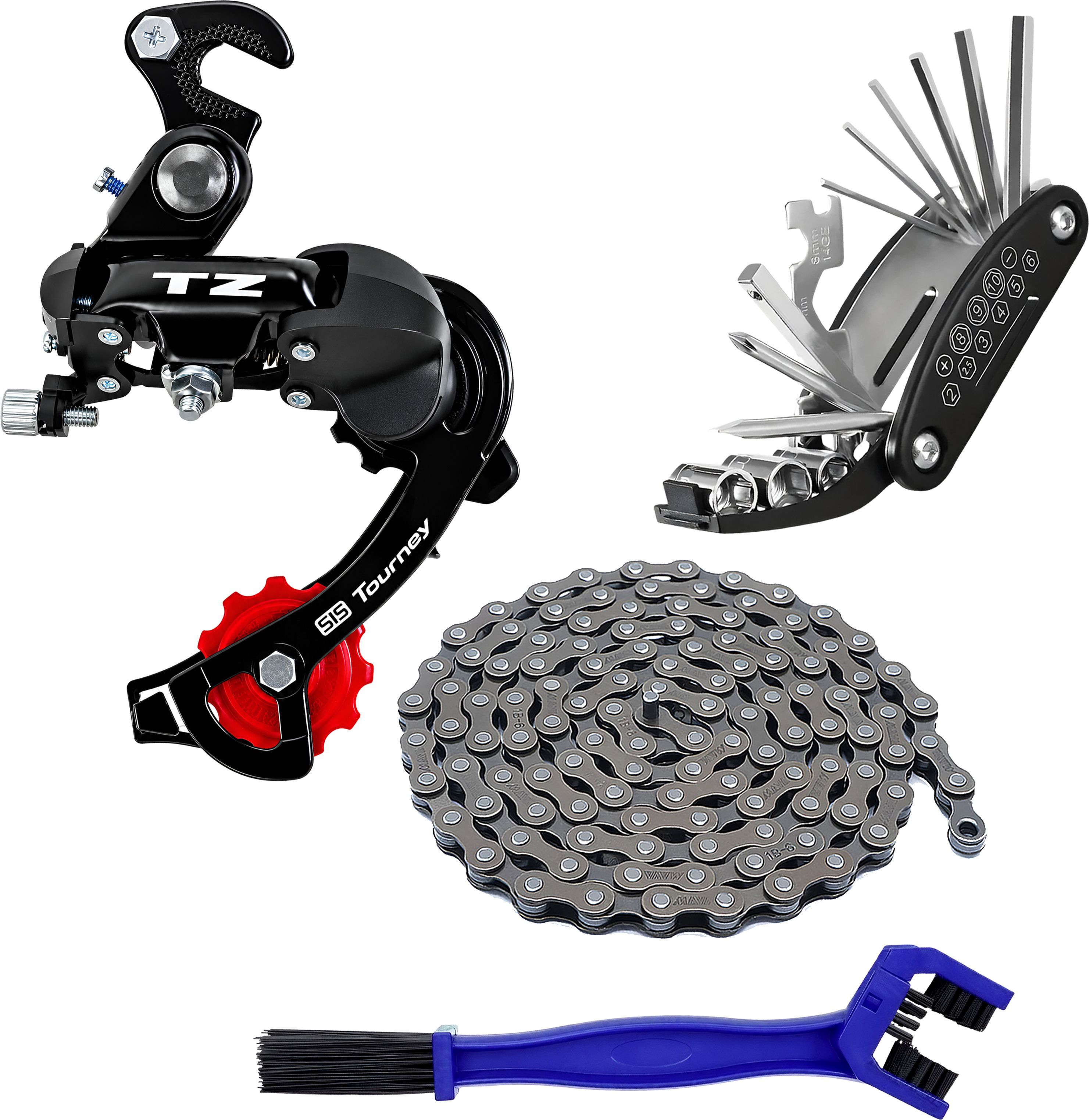 razaiq Cycle Rear Derailleur 6/7 Speed Kit with 116 Link Chain & Tool Set Brush Bicycle Brake Disk-picture-28