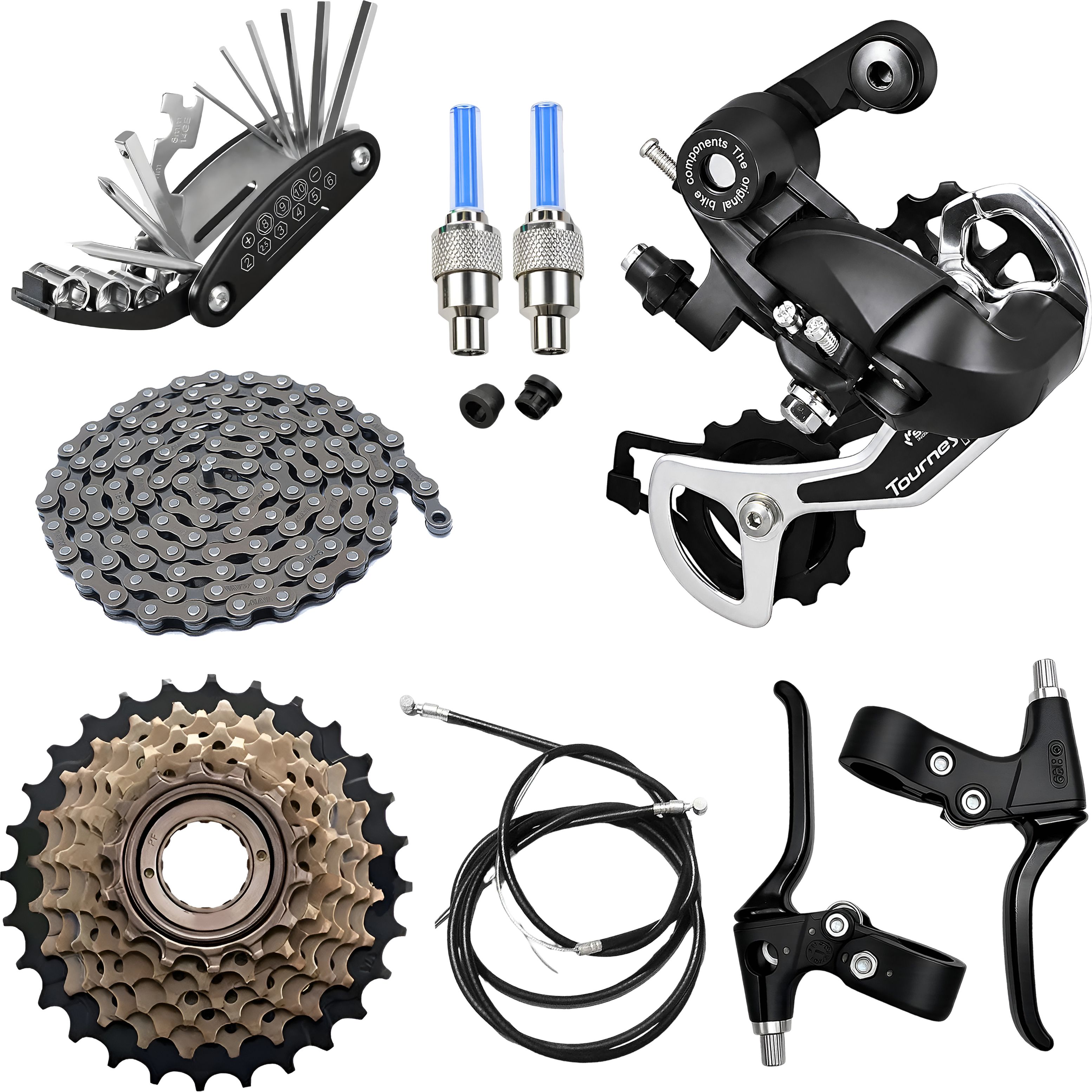 razaiq Bicycle Gear Set Rear Derailleur Chain Tool Kit LED Tyre Valve Cap Combo Bicycle Brake Disk-picture-38
