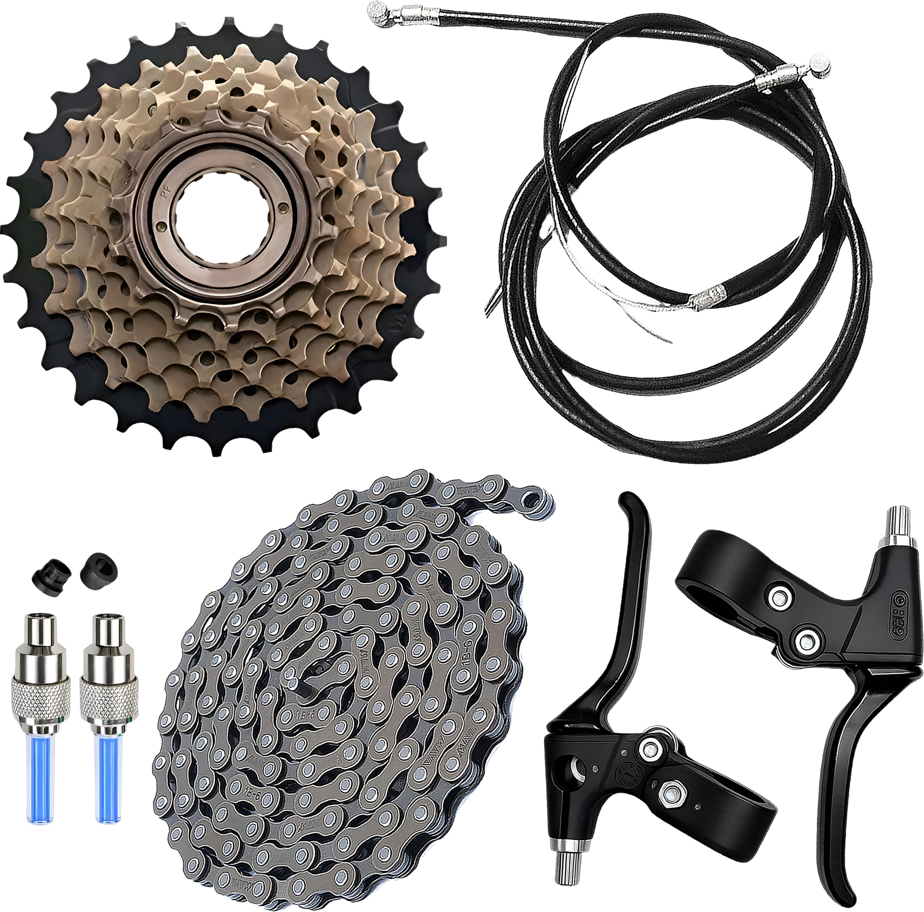 razaiq Universal 7 Speed Cycle Cassette, Brake Lever Kit & LED Tyre Valve Caps Bicycle Brake Disk-picture-11