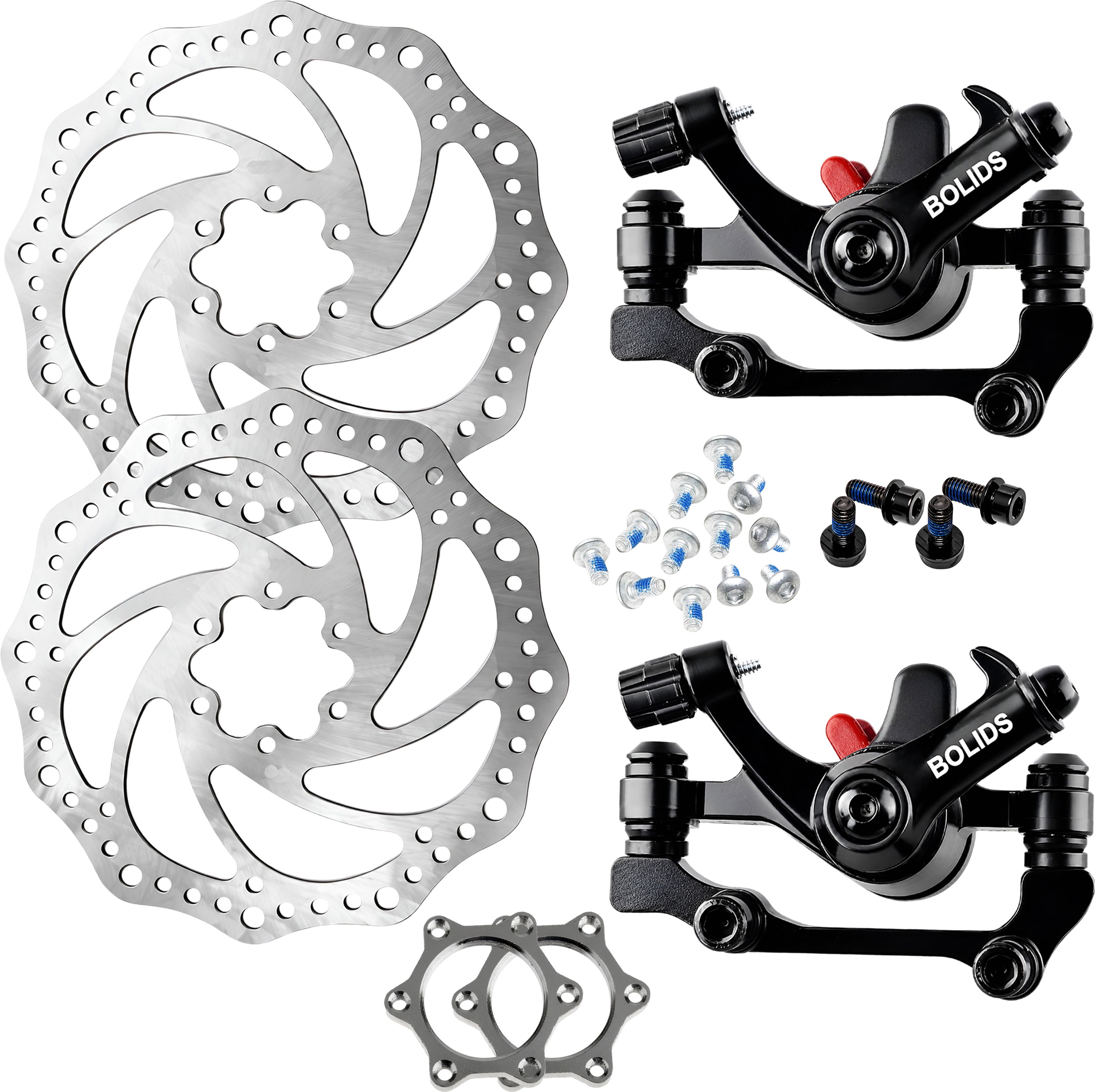 razaiq 2 Set Cycle Disc Brake Kit with 160mm Rotors, Black Calipers & Hub Nuts Bicycle Brake Disk-picture-44