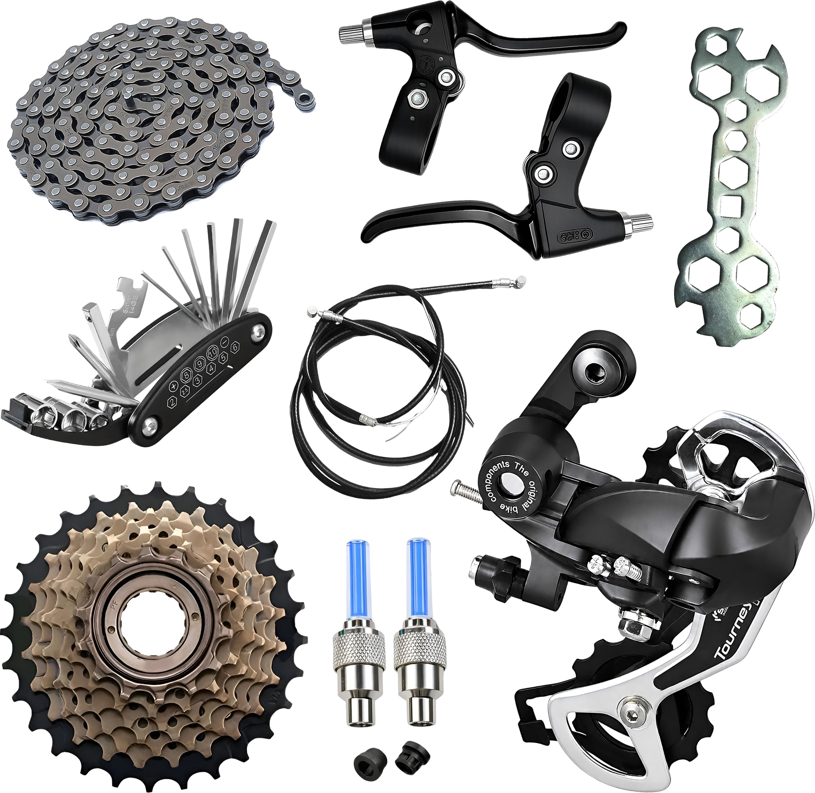 razaiq Cycle Gear Upgrade Kit Rear Derailleur Freewheel Chain Tool Set LED Valve Cap Bicycle Brake Disk-picture-33