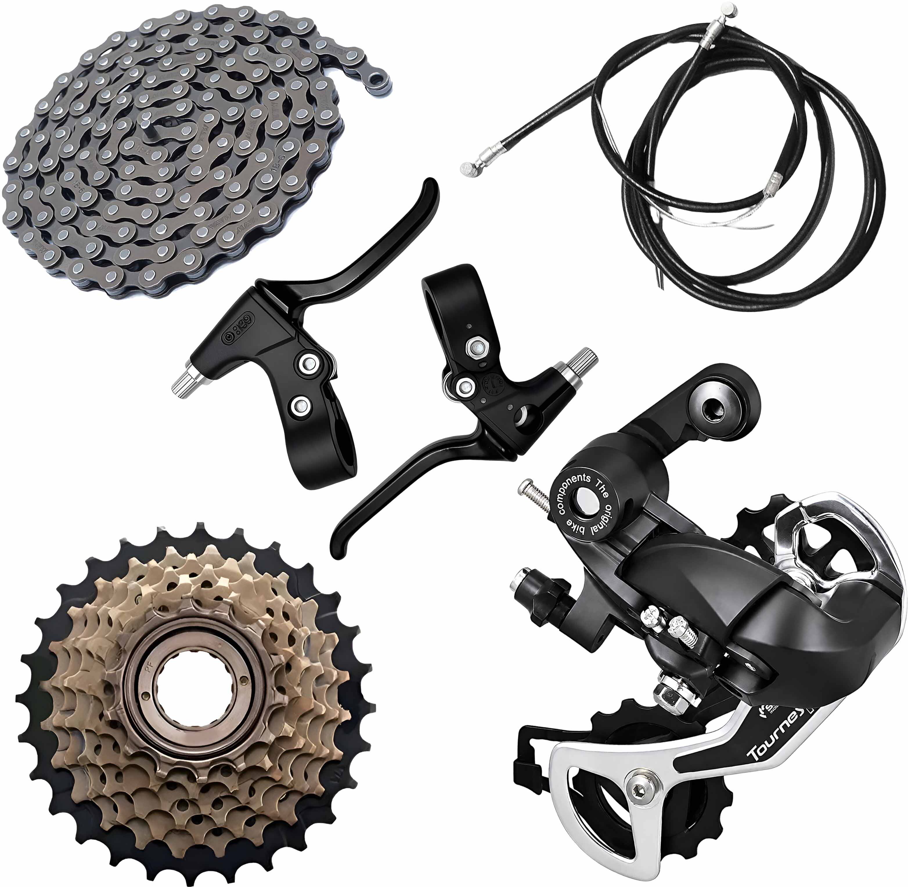 razaiq Cycle 6/7/8 Speed Kit Rear Derailleur Freewheel Chain Disc Brake Cable Set Bicycle Brake Disk-picture-45