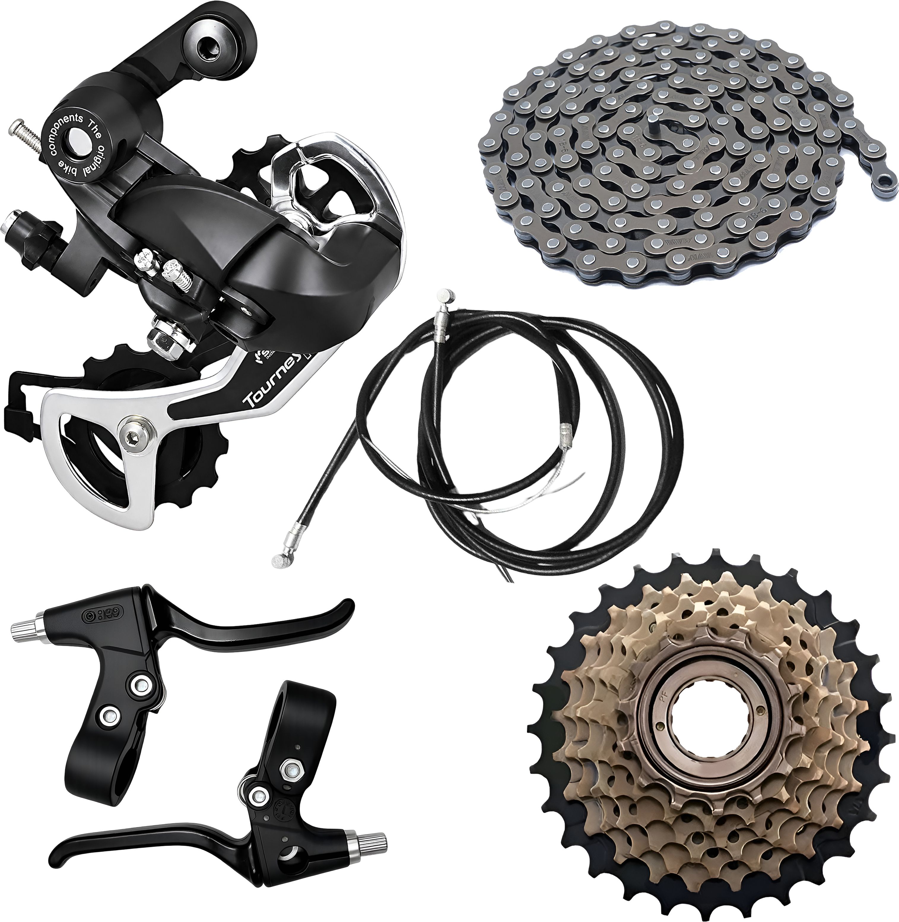 Cycle 6/7/8 Speed Kit with Rear Derailleur Freewheel Chain Brake Lever Cable Set Bicycle Brake Disk-image-13