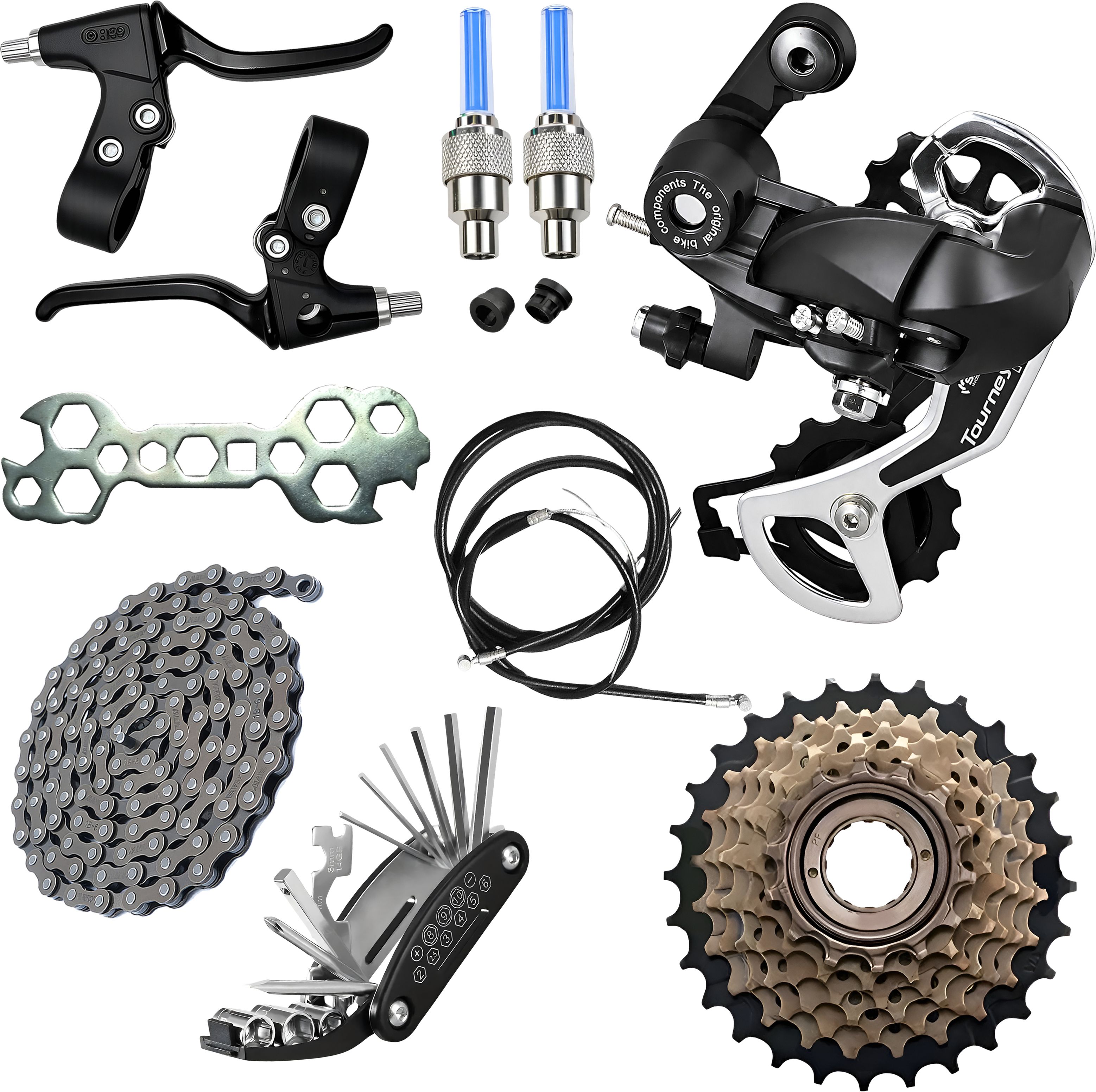 razaiq Cycle Gear Repair Combo Rear Derailleur Chain Freewheel Tool Kit LED Valve Cap Bicycle Brake Disk-picture-41