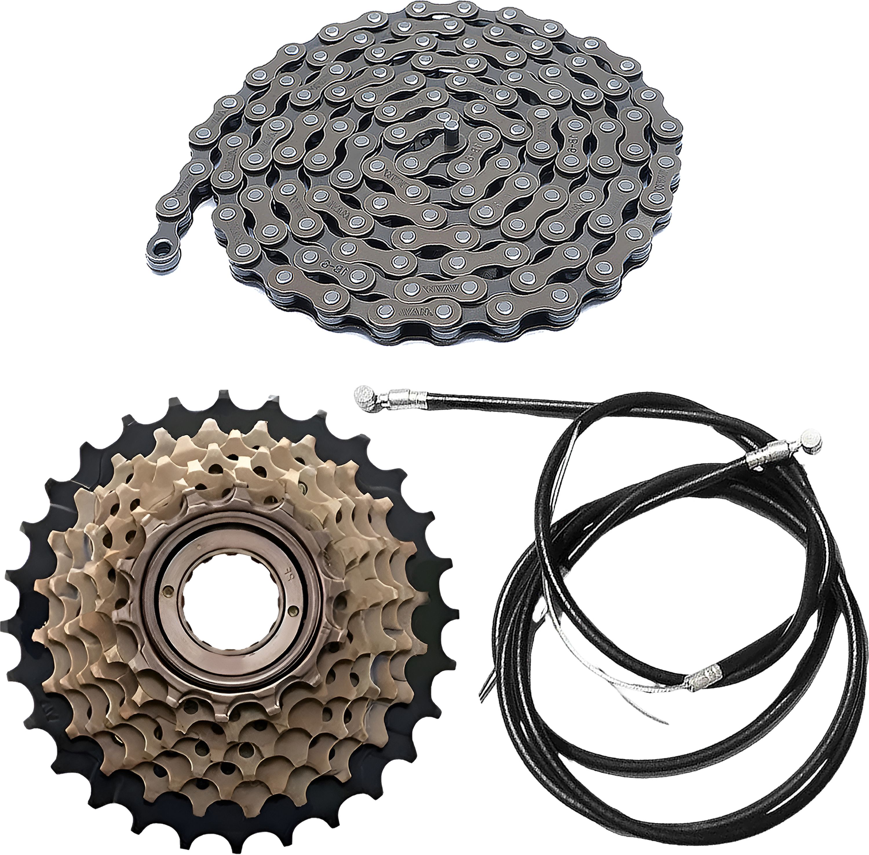 razaiq Universal Cycle 7 Speed Drivetrain Kit with Chain, Cassette & Brake Wire Set Bicycle Brake Disk-picture-17