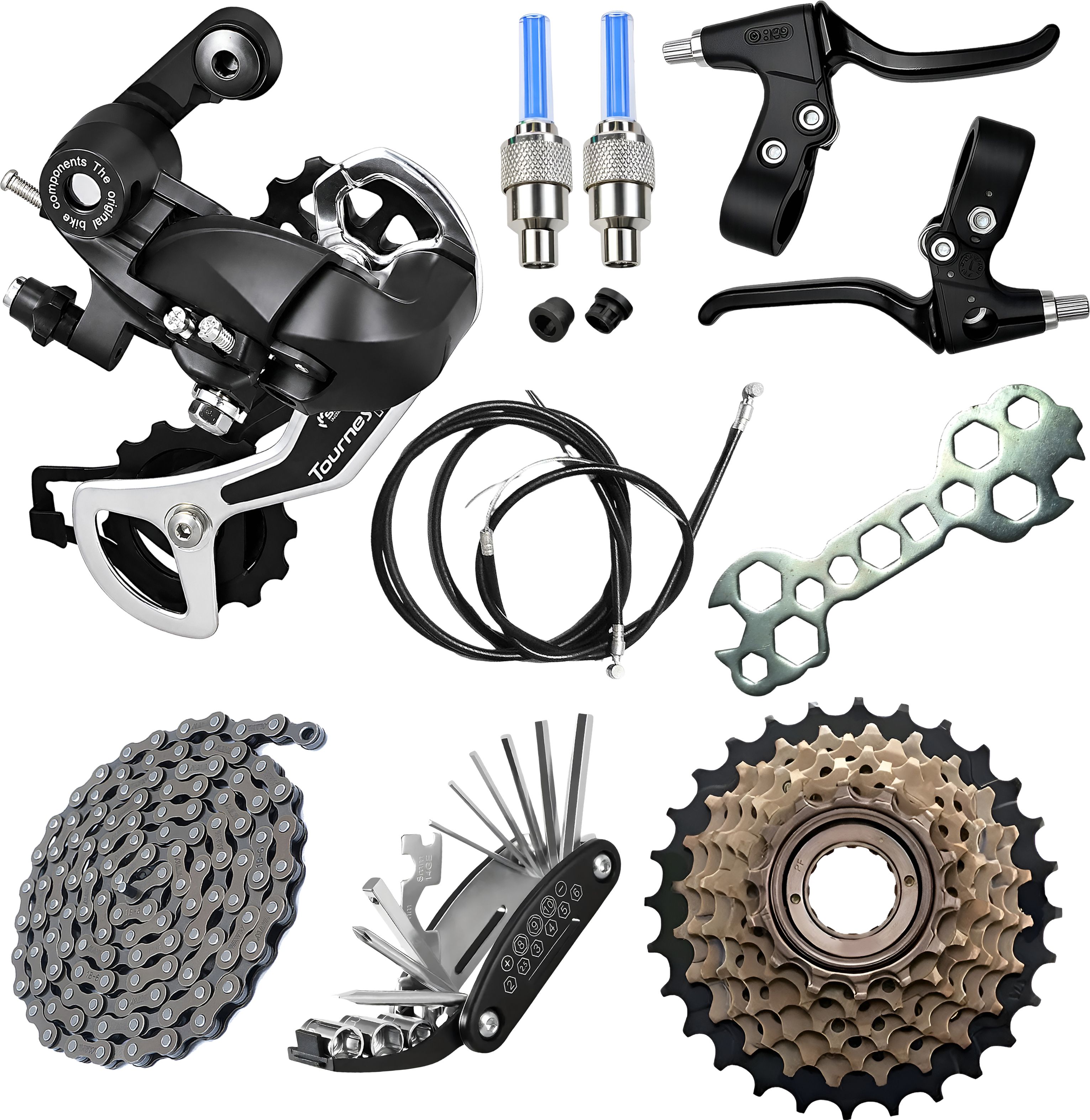 razaiq Cycle Drivetrain Kit Freewheel Rear Gear Chain Tool Kits LED Rim Valve Cap Bicycle Brake Disk-picture-28
