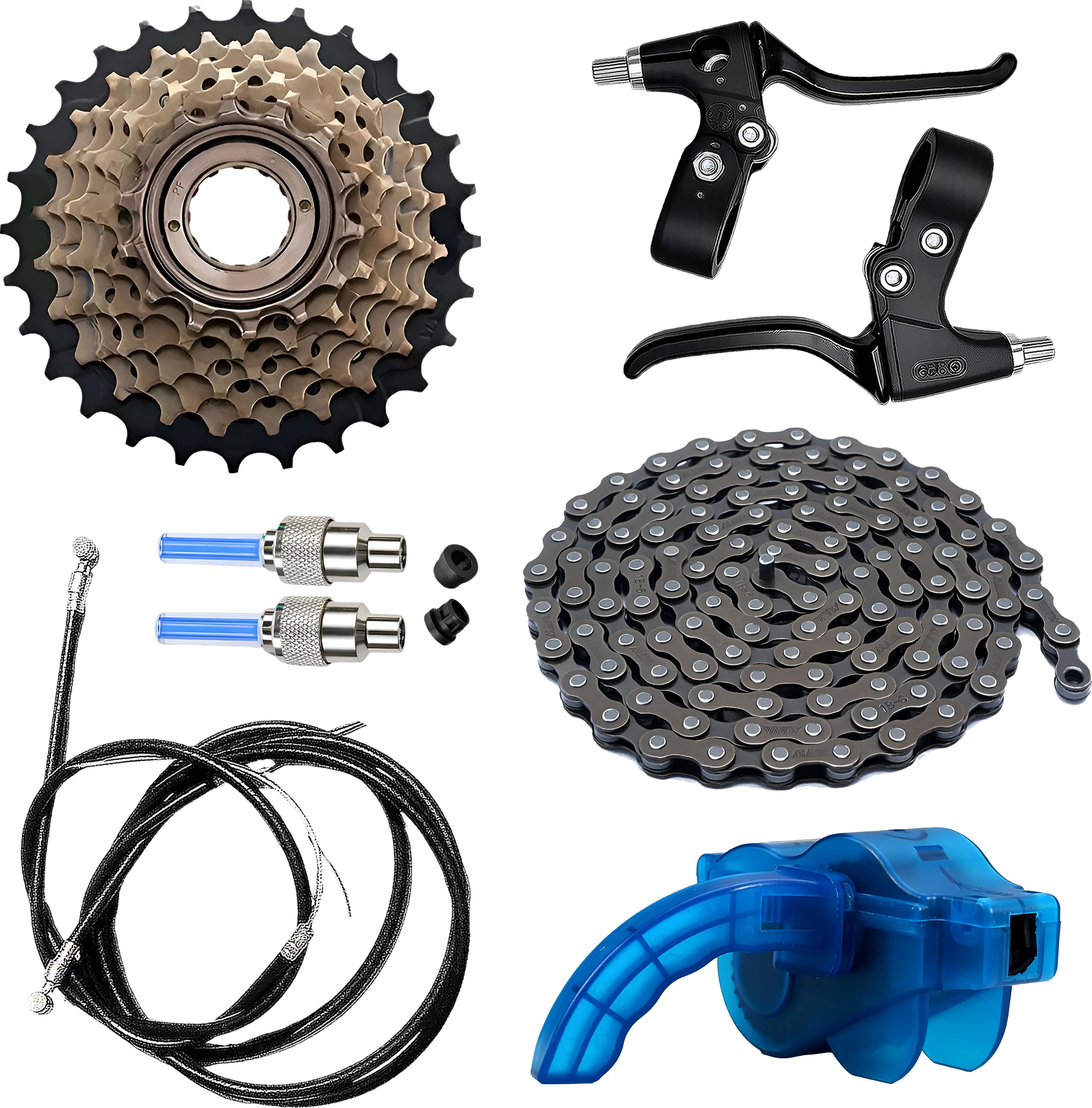 razaiq Bicycle Drivetrain Kit, Chain Cleaner, Brake Lever & LED Rim Valve Caps Bicycle Brake Disk-picture-38