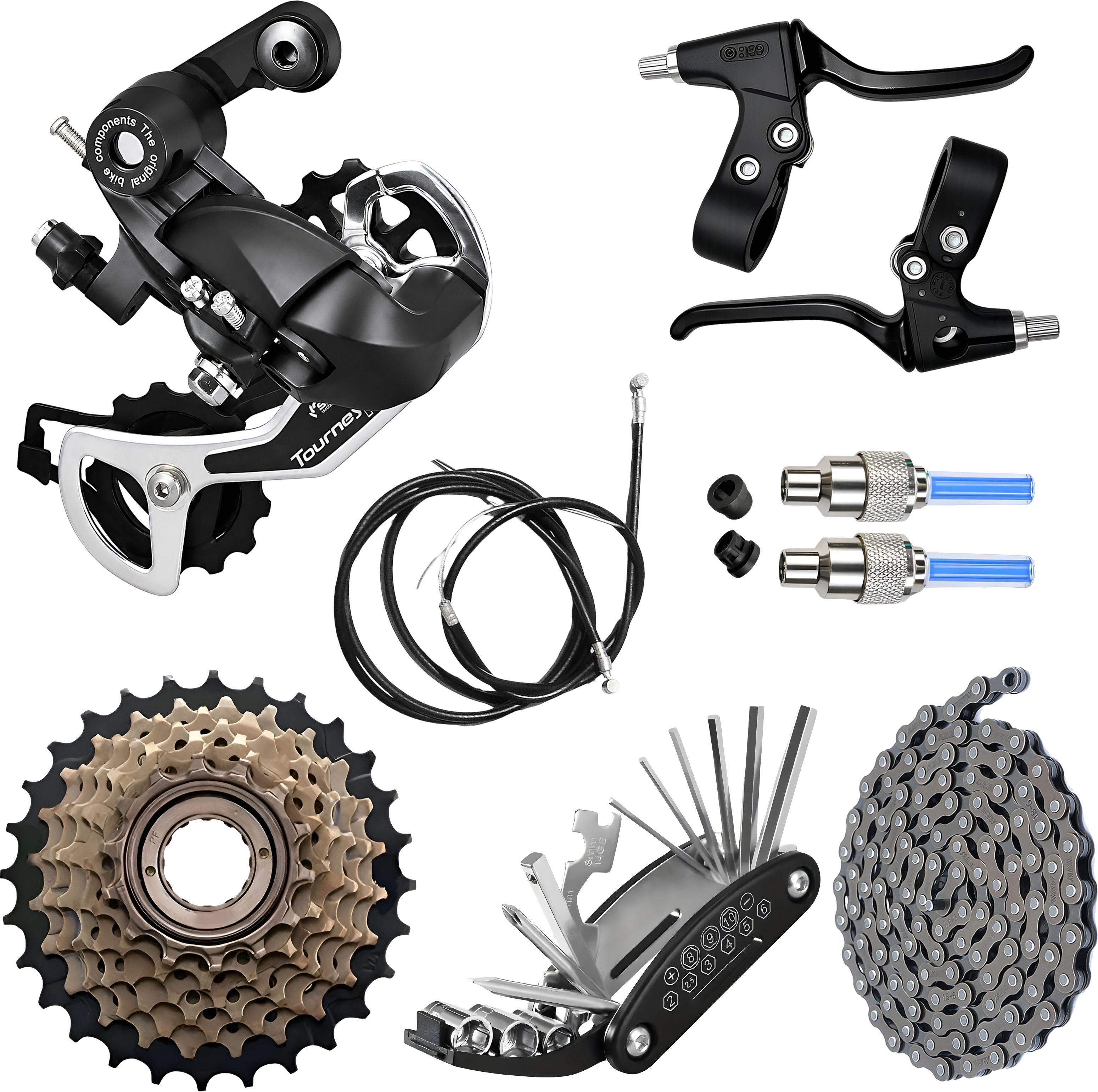 razaiq Cycle Gear Kit Rear Derailleur Freewheel Chain Tool Kit LED Valve Cap Set Bicycle Brake Disk-picture-27