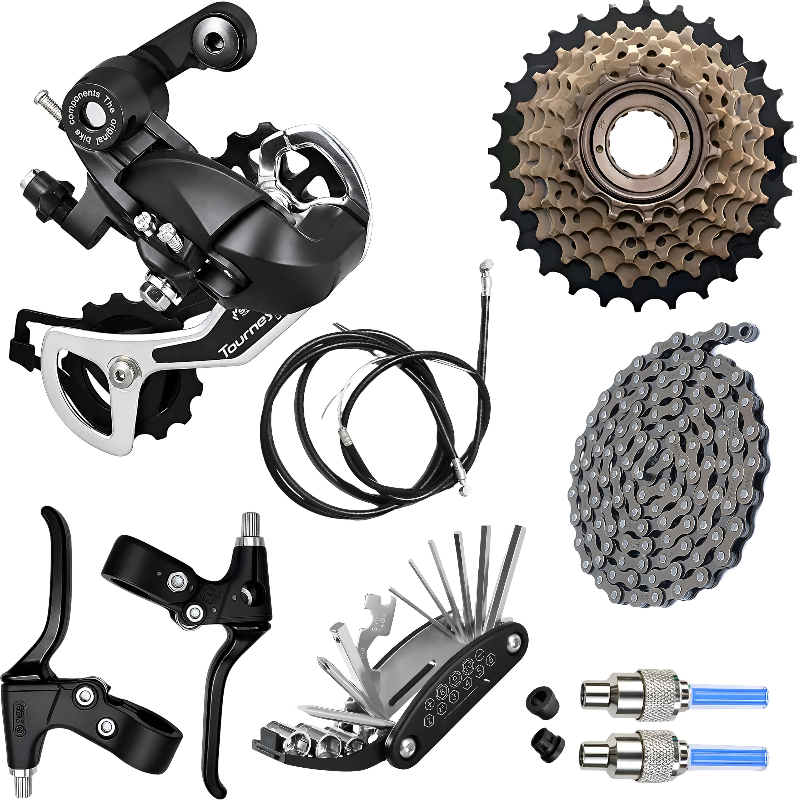 razaiq Bicycle Gear Upgrade Kit Chain Freewheel Tool Kit Brake Cable LED Cap Bicycle Brake Disk-picture-36