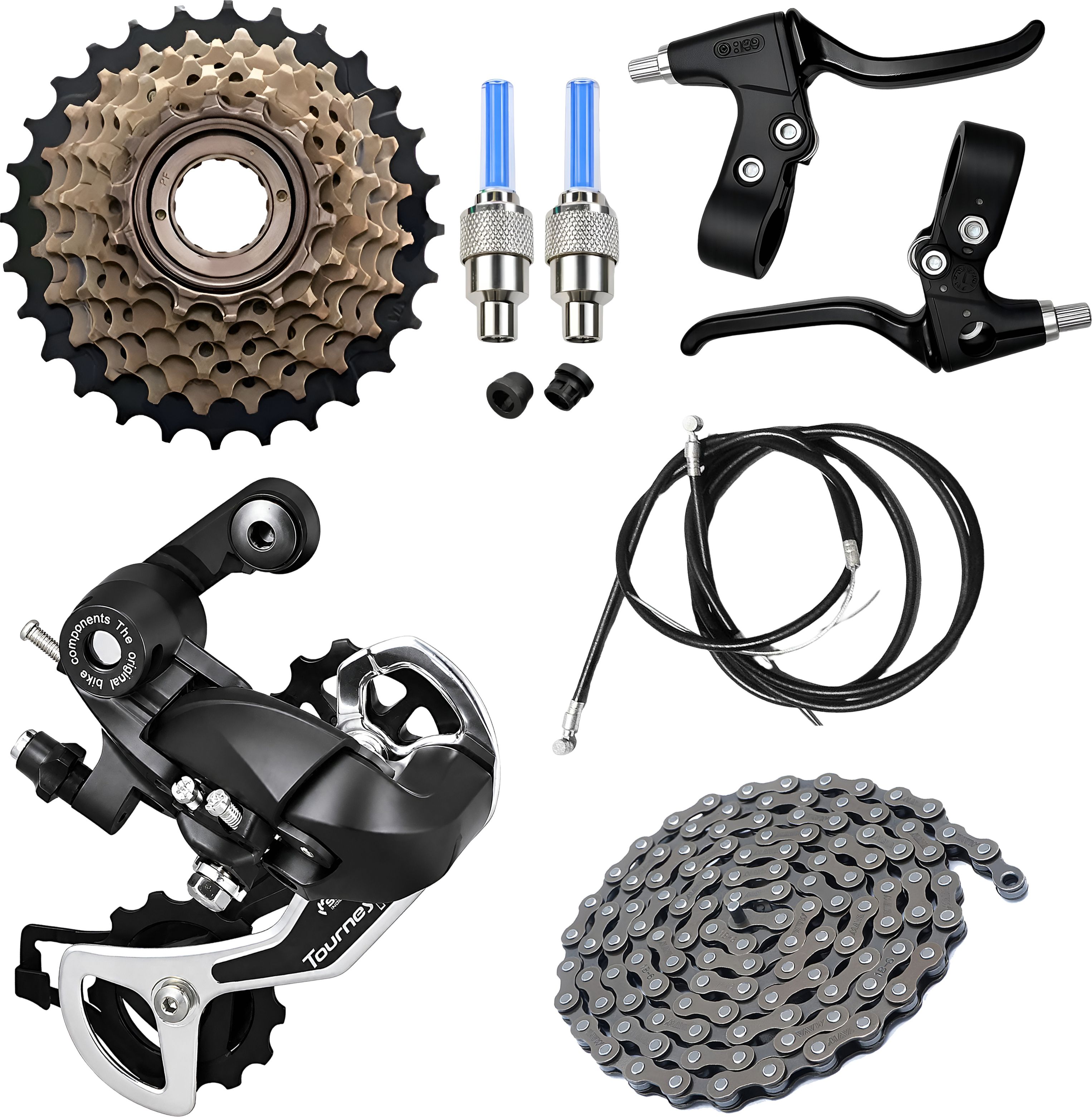 Bicycle Rear Gear Kit Freewheel Chain LED Valve Cap Disc Brake Cable Set Bicycle Brake Disk-image-49