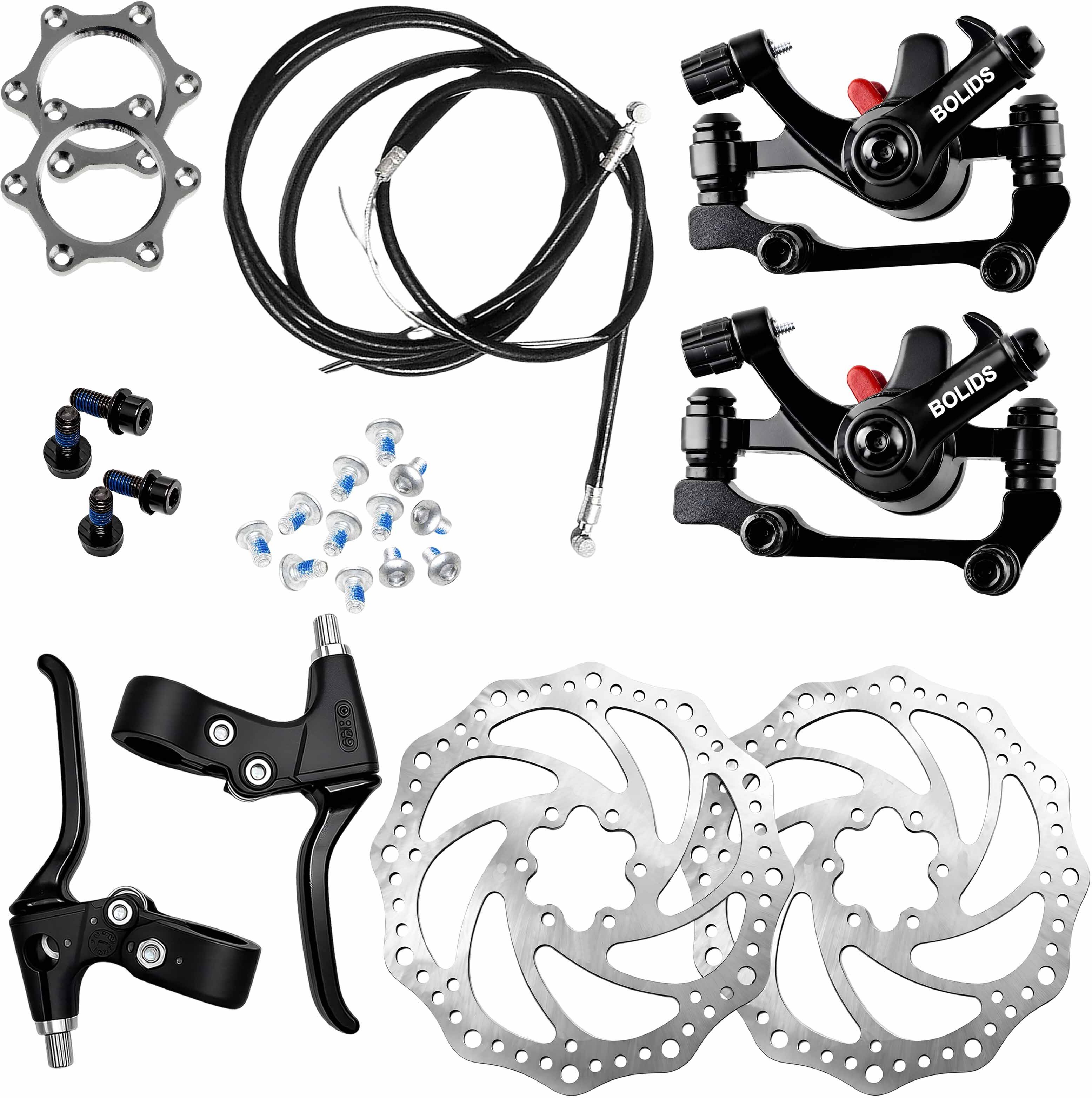 Cycle Front Rear Disc Brake Kit, Lever Cable, 160mm Disc & Hub Nut Set Bicycle Brake Disk-image-18