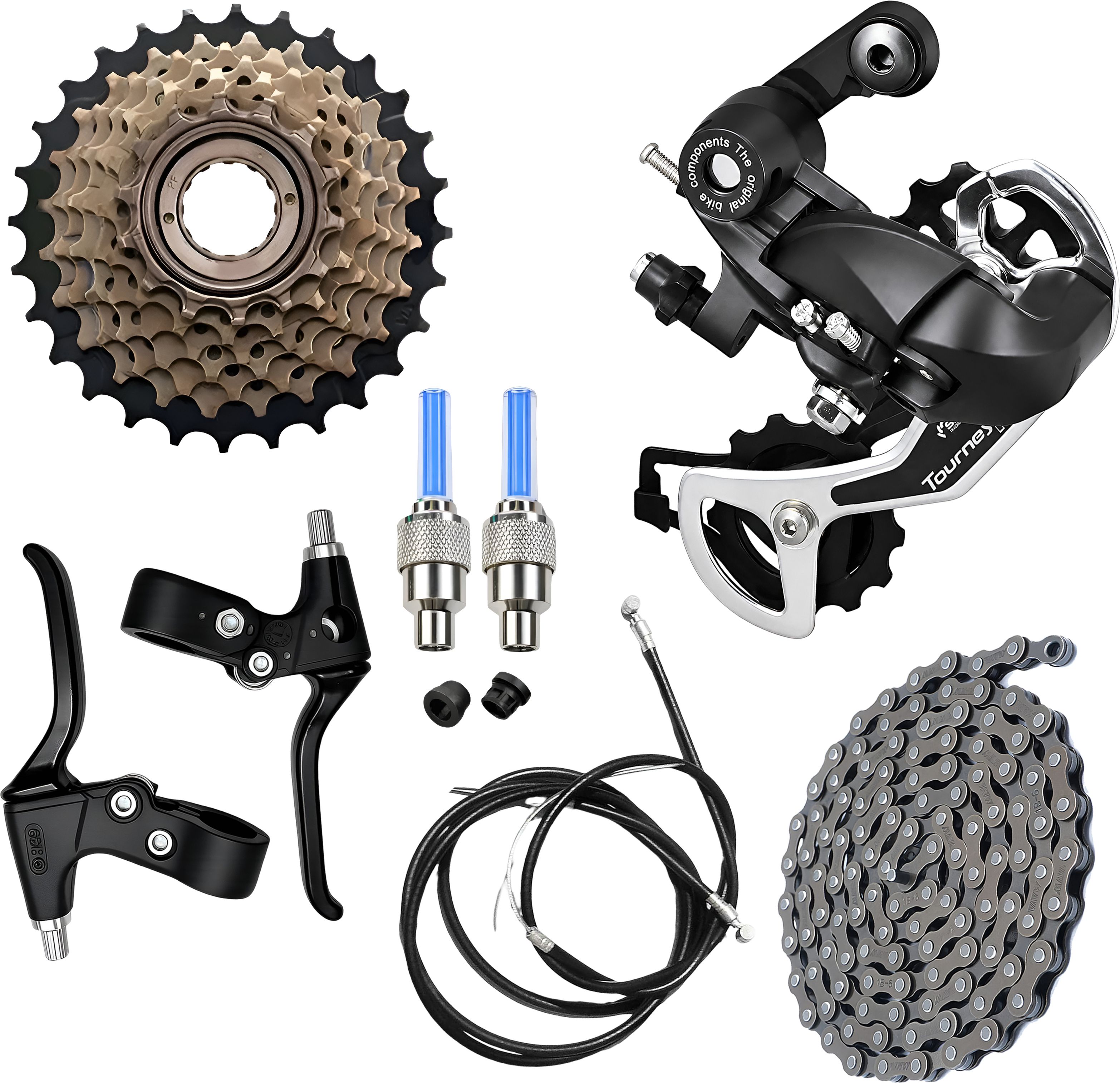 razaiq Bicycle Drivetrain Kit 6/7/8 Speed Chain Freewheel LED Tyre Valve Cap Combo Bicycle Brake Disk-picture-34