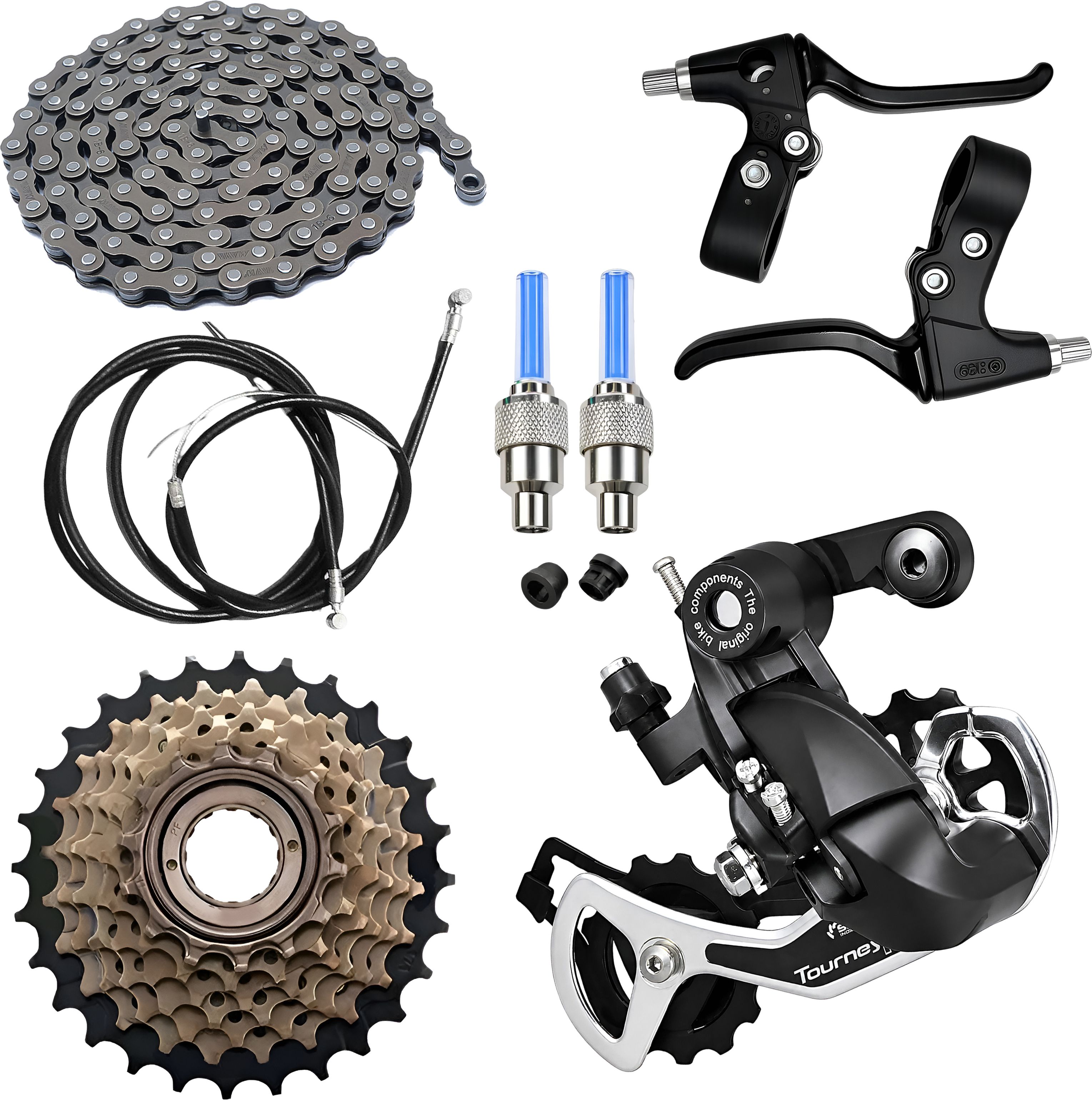 razaiq Cycle Complete Gear Kit 6/7/8 Speed Brake Cable Chain LED Valve Cap Light Bicycle Brake Disk-picture-39