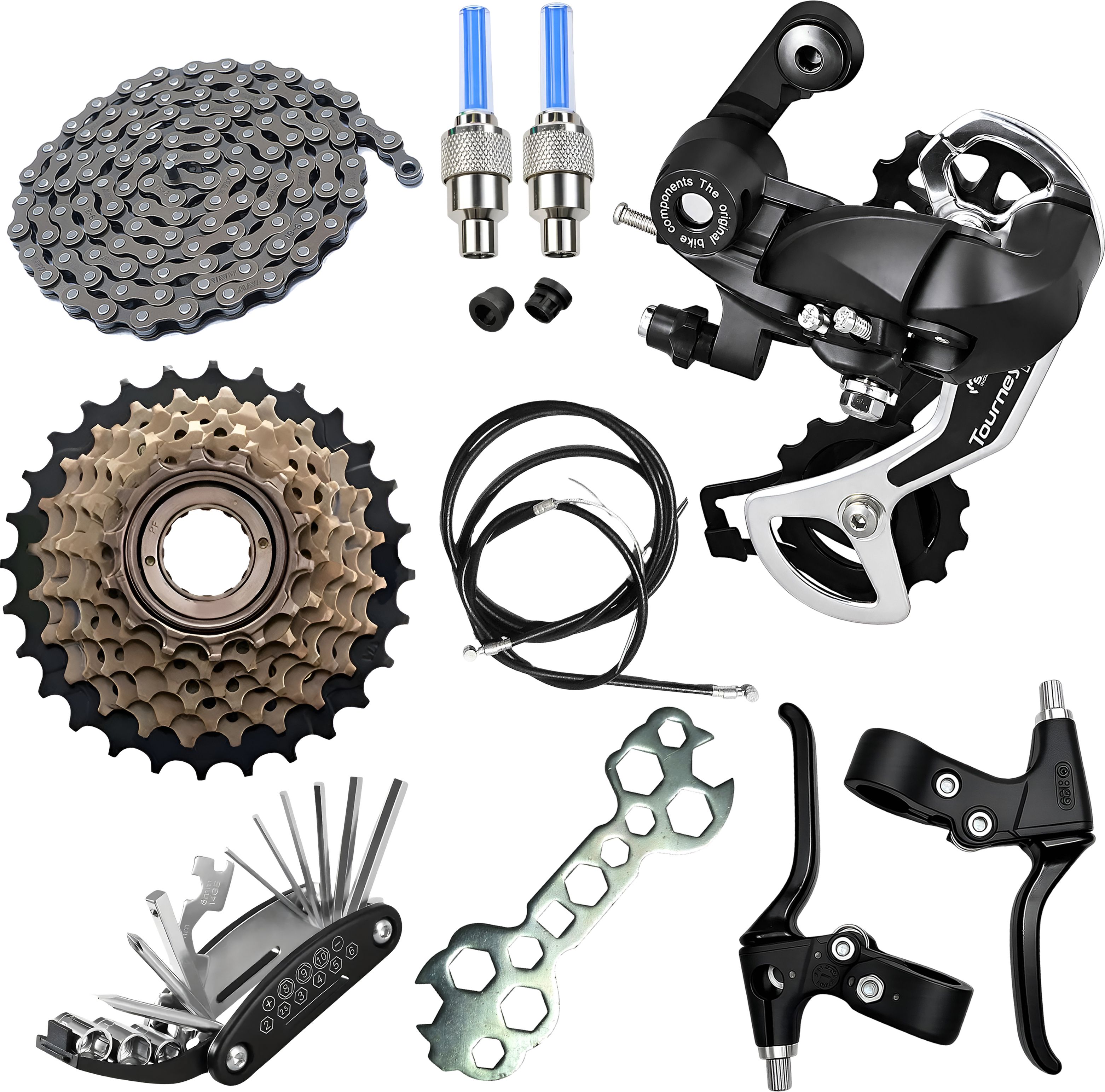 razaiq Cycle Multi Repair Kit Rear Derailleur Freewheel Chain LED Tyre Valve Cap Kit Bicycle Brake Disk-picture-4