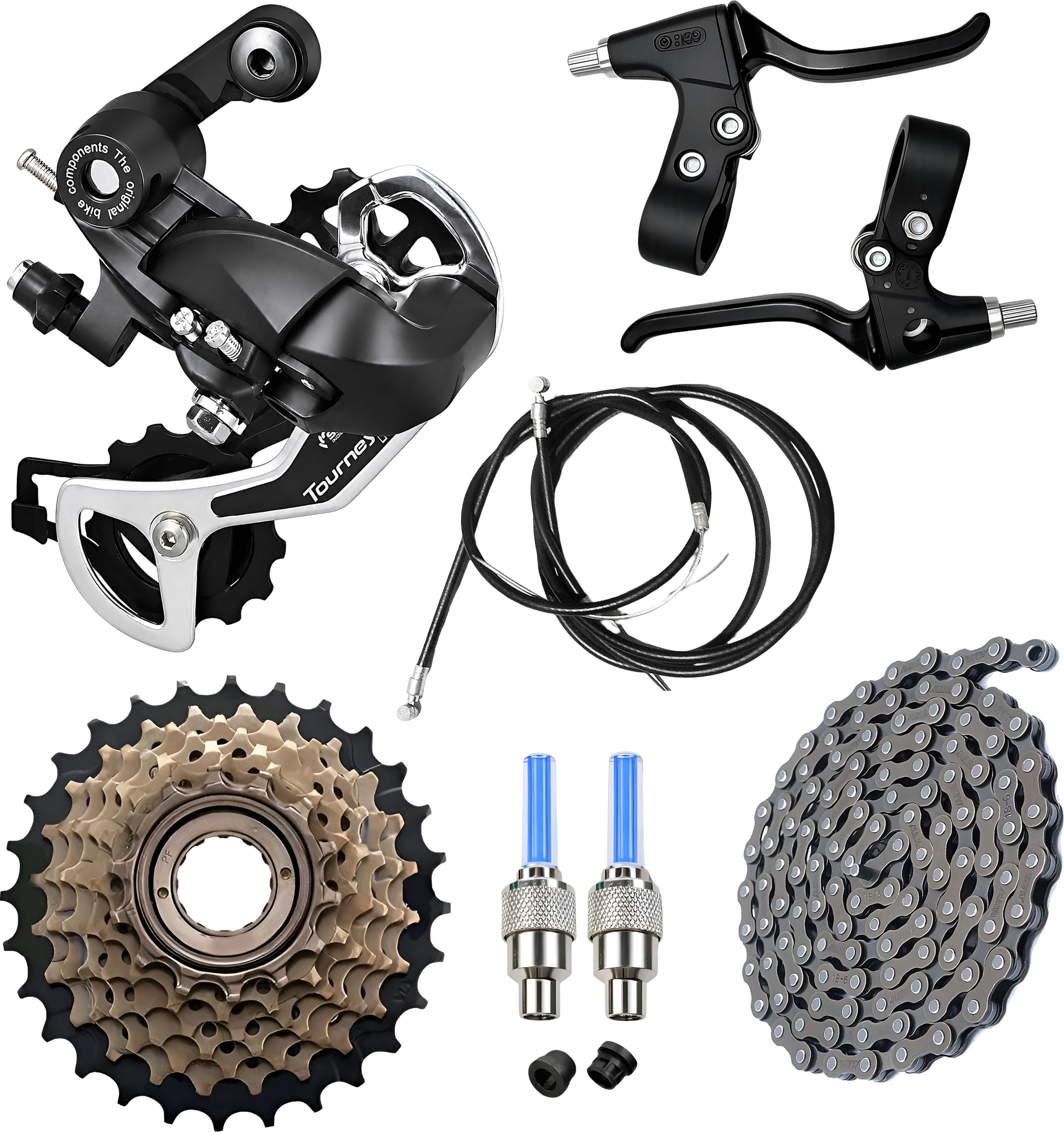 razaiq Cycle 6/7/8 Speed Gear Kit with LED Tyre Valve Cap Brake Cable Chain Set Bicycle Brake Disk-picture-10