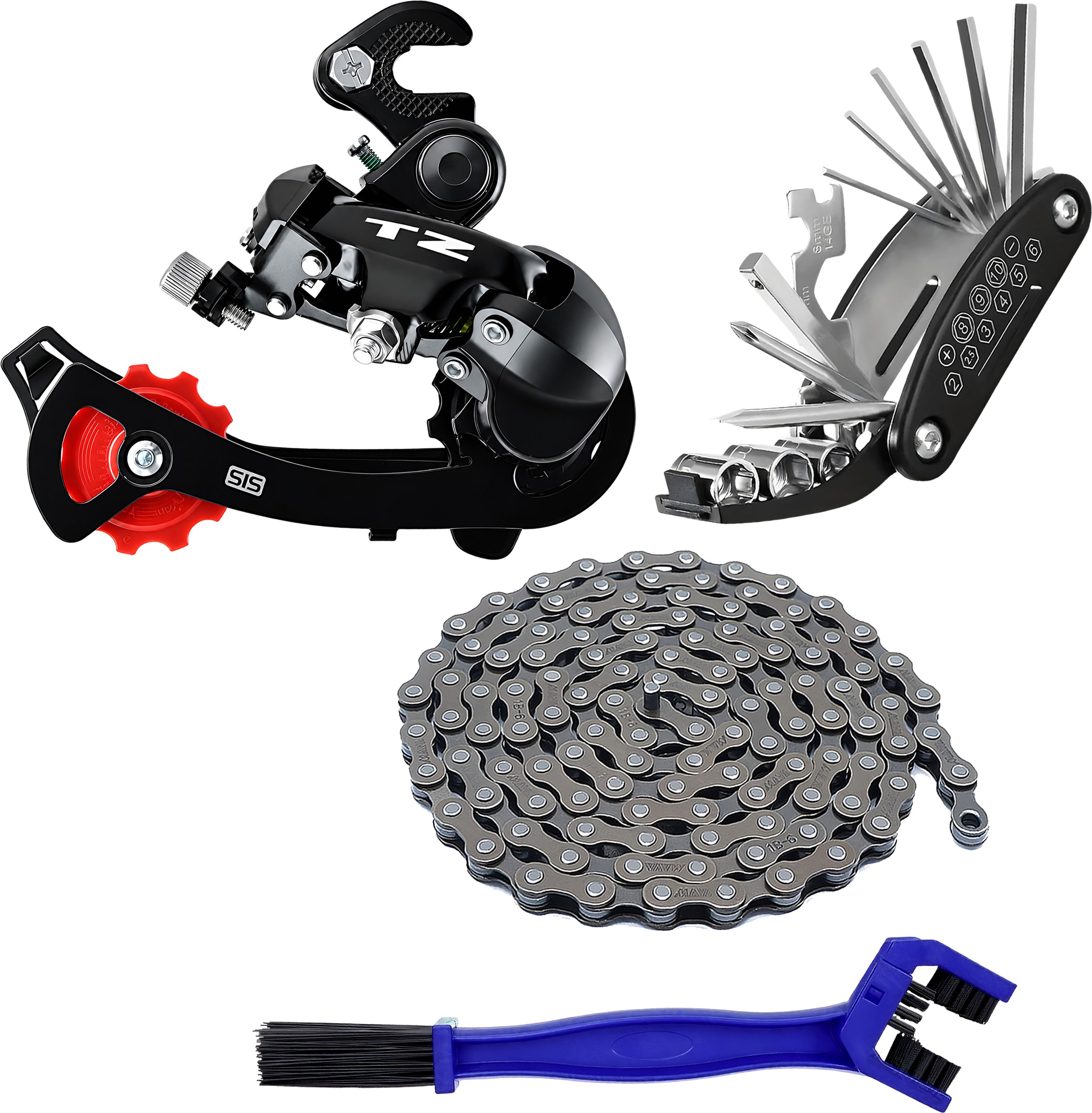razaiq TZ Tourney Rear Gear Kit 6/7 Speed with Chain Tool & Cleaner Brush Cycle Bicycle Brake Disk-picture-27