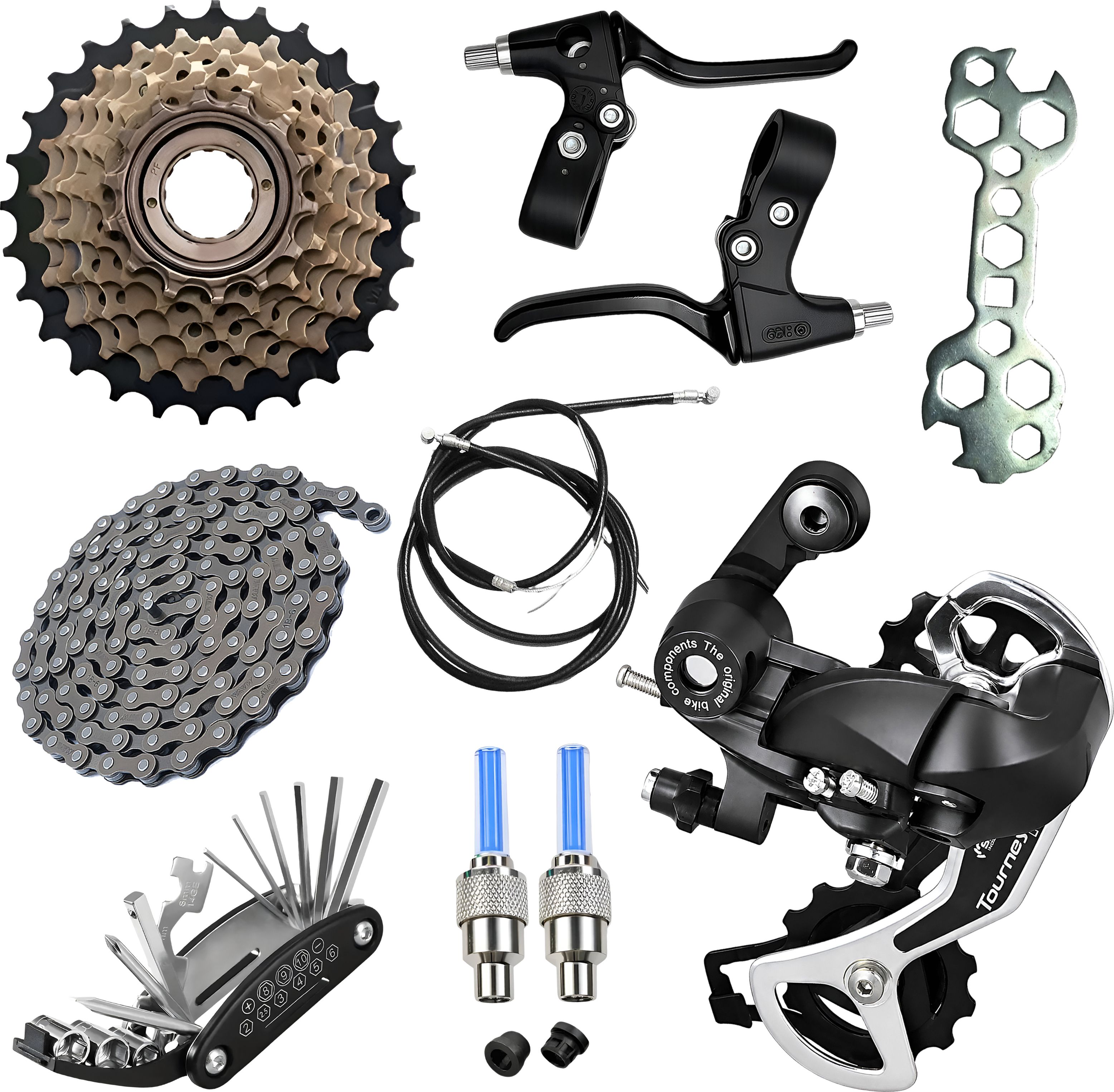 razaiq Bicycle Repair Combo Rear Gear Chain Freewheel 16 in 1 Tool LED Valve Cap Bicycle Brake Disk-picture-38