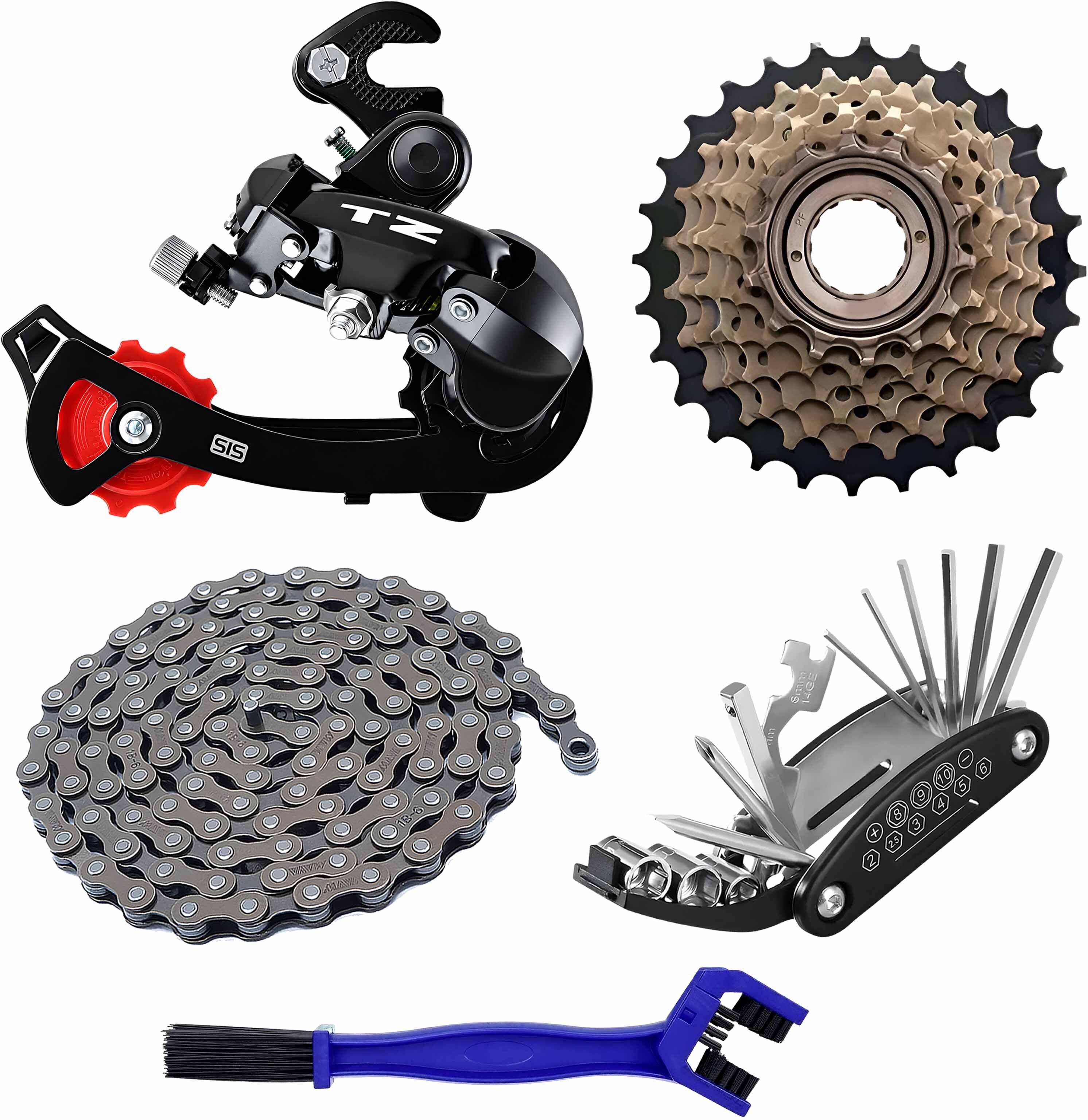 razaiq Bicycle Rear Derailleur Chain Tool Kit with 7 Speed Freewheel Brush Combo Bicycle Brake Disk-picture-31