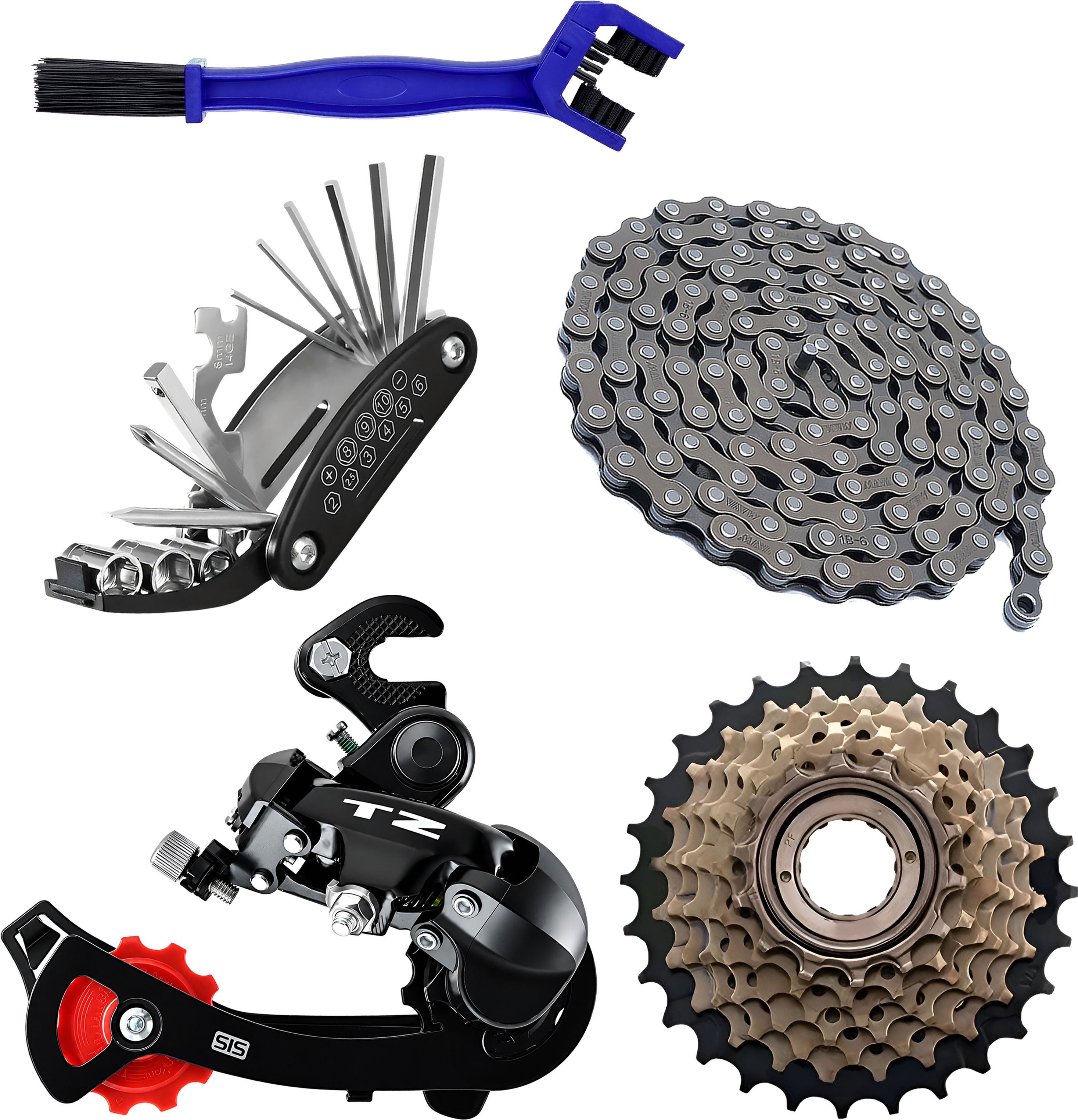 razaiq Cycle Gear Repair Kit TZ Tourney Chain Freewheel Tool Brush 6/7 Speed Set Bicycle Brake Disk-picture-17