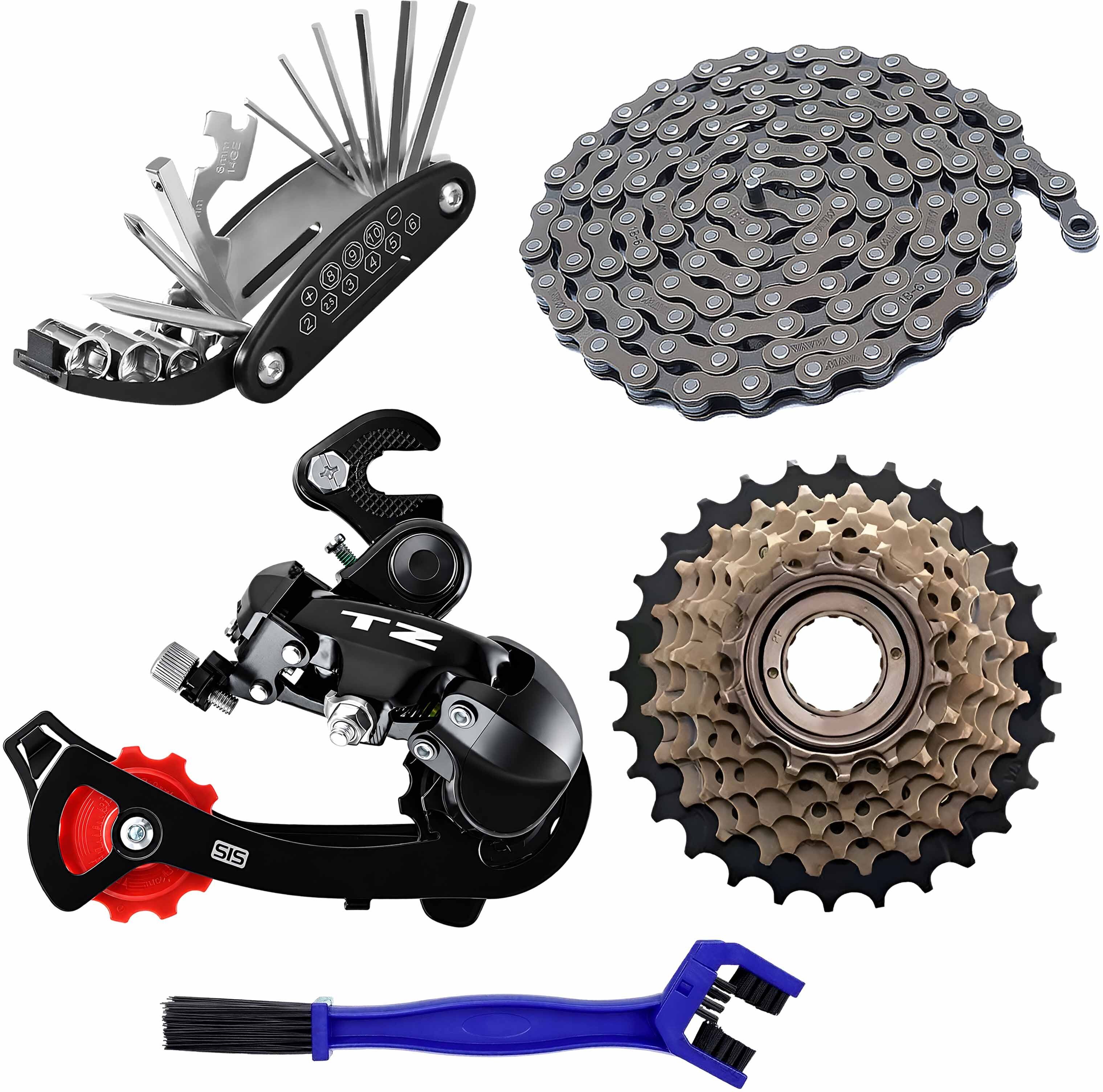 razaiq Complete Cycle Gear Kit TZ Tourney Freewheel Chain Tool Cleaner Brush Set Bicycle Brake Disk-picture-32