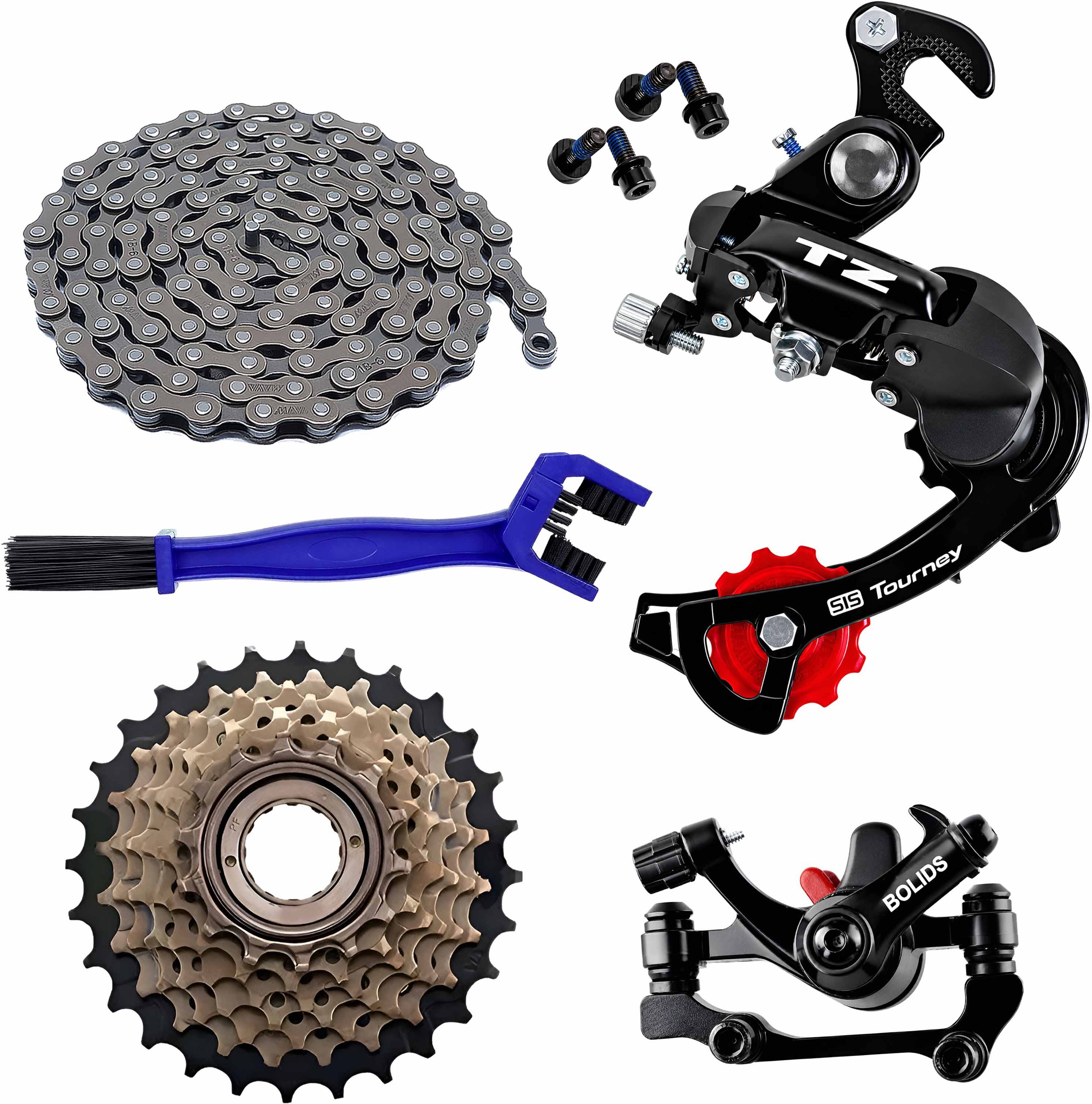razaiq Cycle Disc Brake Kit with TZ Tourney Rear Derailleur Chain Freewheel Set Bicycle Brake Disk-picture-28