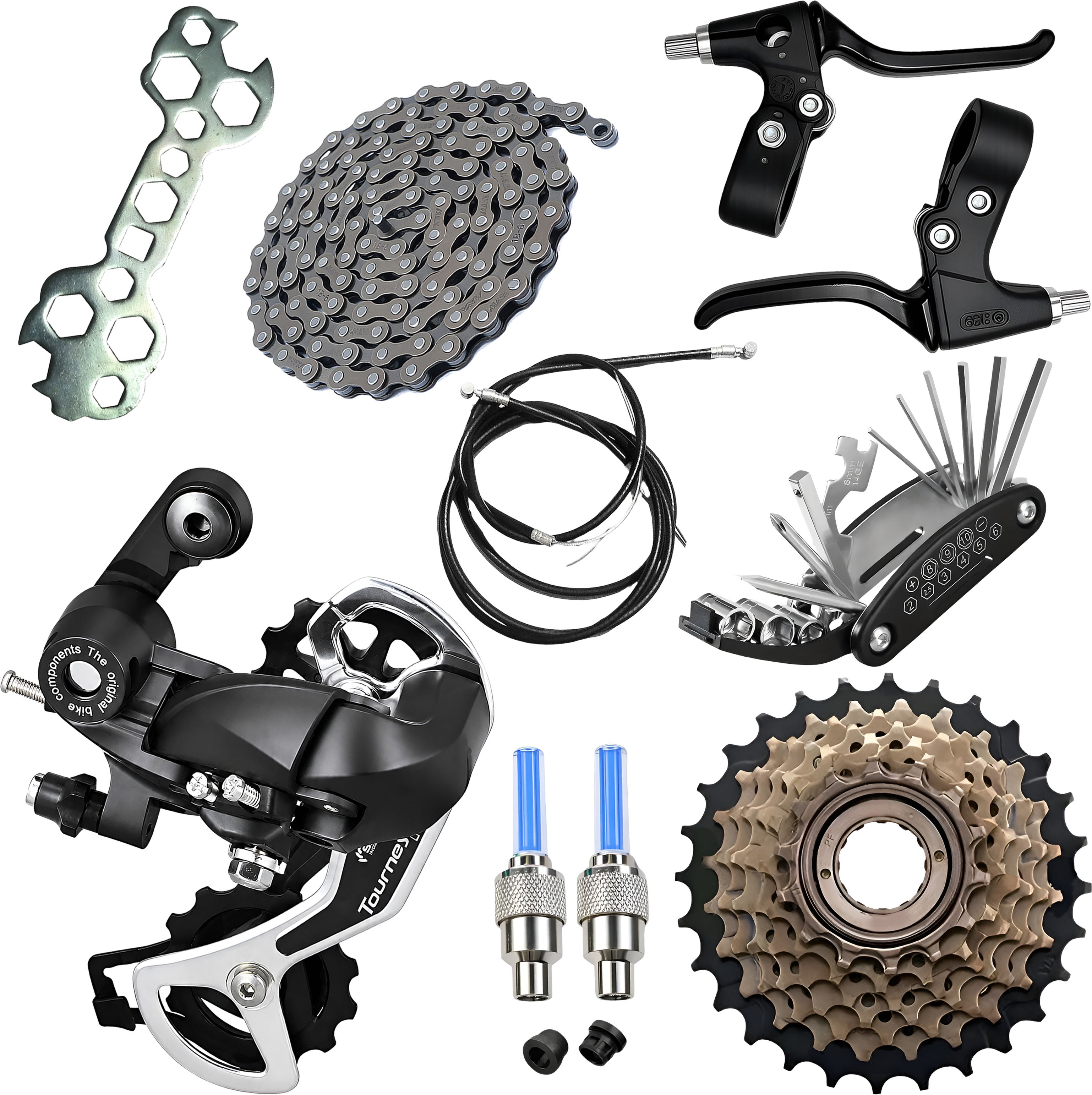razaiq Bicycle Service Kit Rear Gear Chain Freewheel 16 in 1 Tool LED Valve Cap Set Bicycle Brake Disk-picture-23