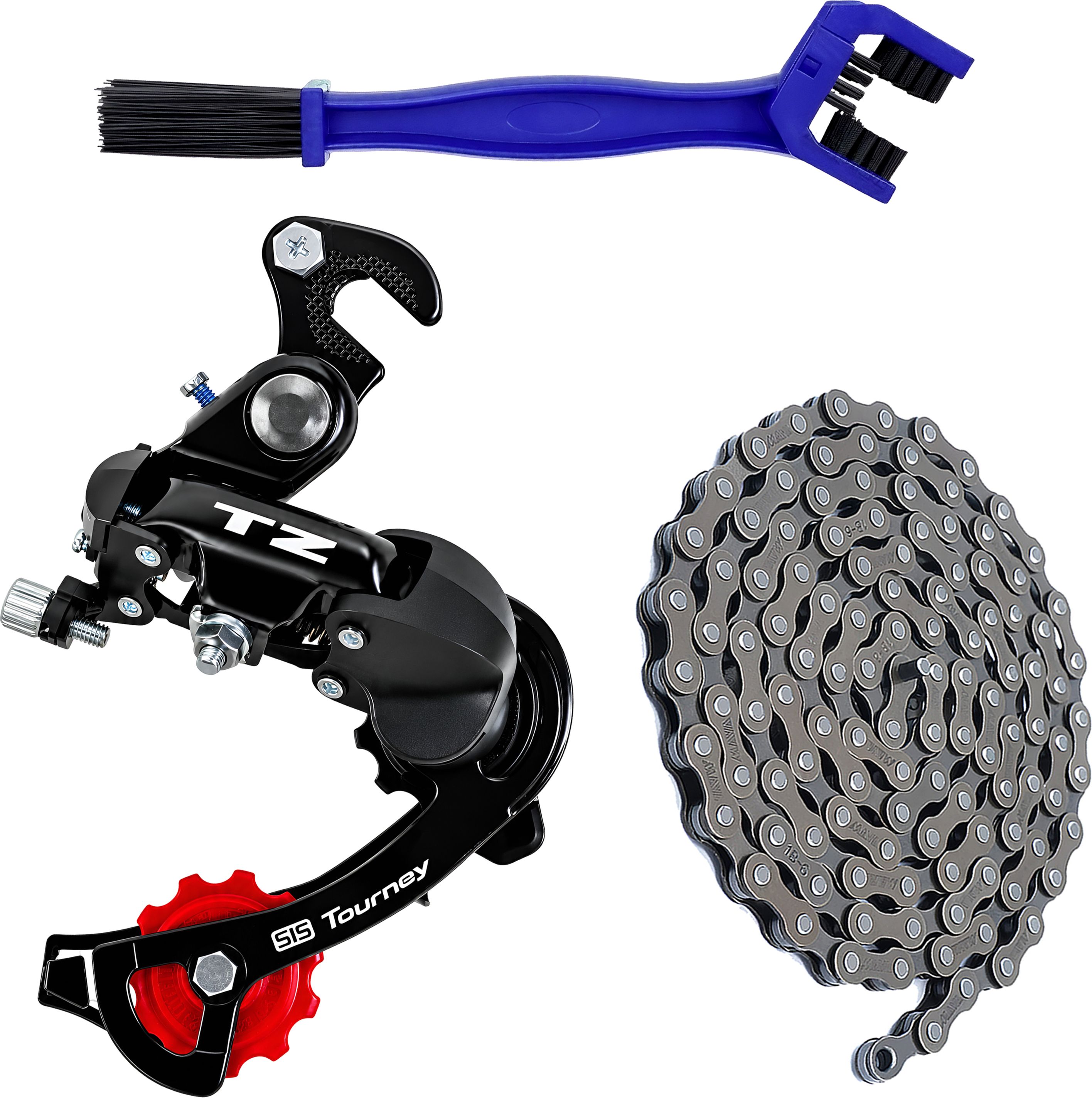 razaiq TZ Tourney Rear Derailleur Cycle Kit with Chain and 3-Sided Cleaner Brush Set Bicycle Brake Disk-picture-22