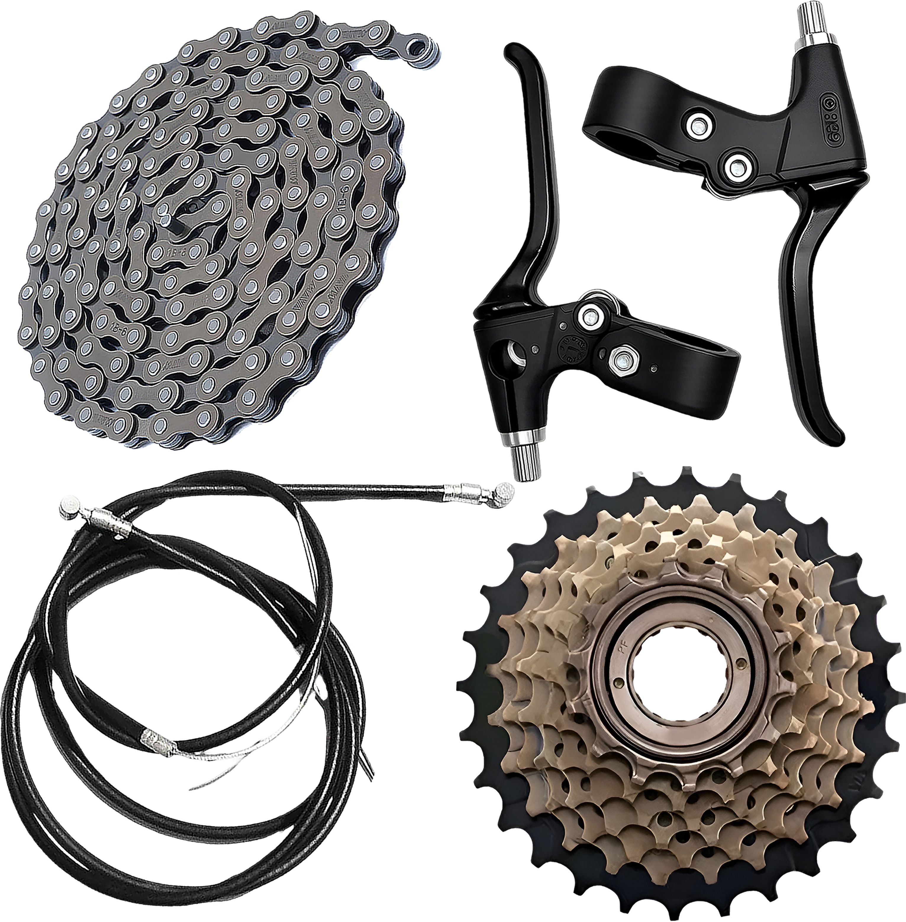 razaiq 7 Speed Drivetrain Kit, Cassette, 116 Link Chain & Brake Lever Cable Set Bicycle Brake Disk-picture-39