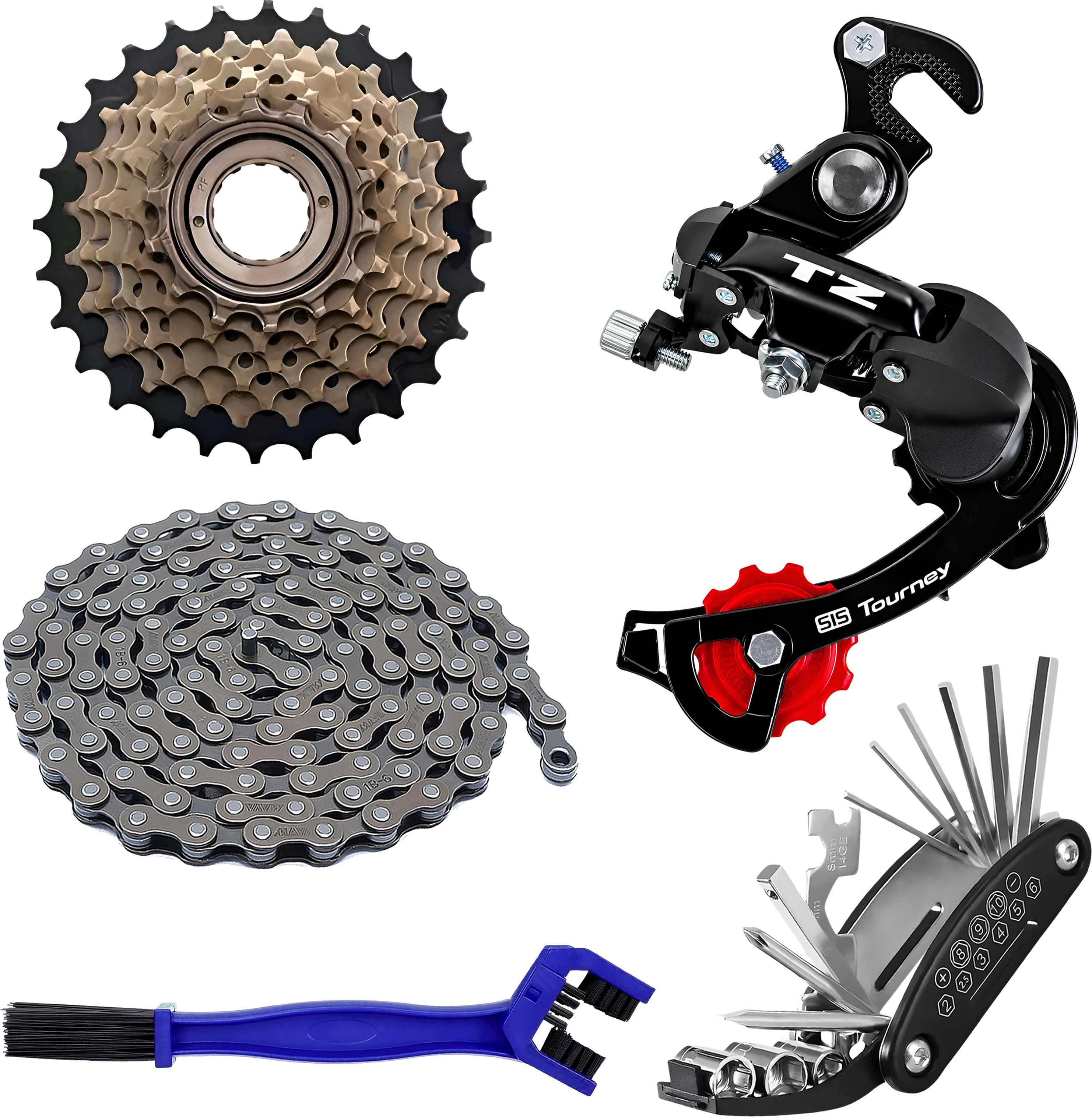 razaiq TZ Tourney 6/7 Speed Rear Derailleur Chain Freewheel Tool Kit Brush Combo Set Bicycle Brake Disk-picture-12