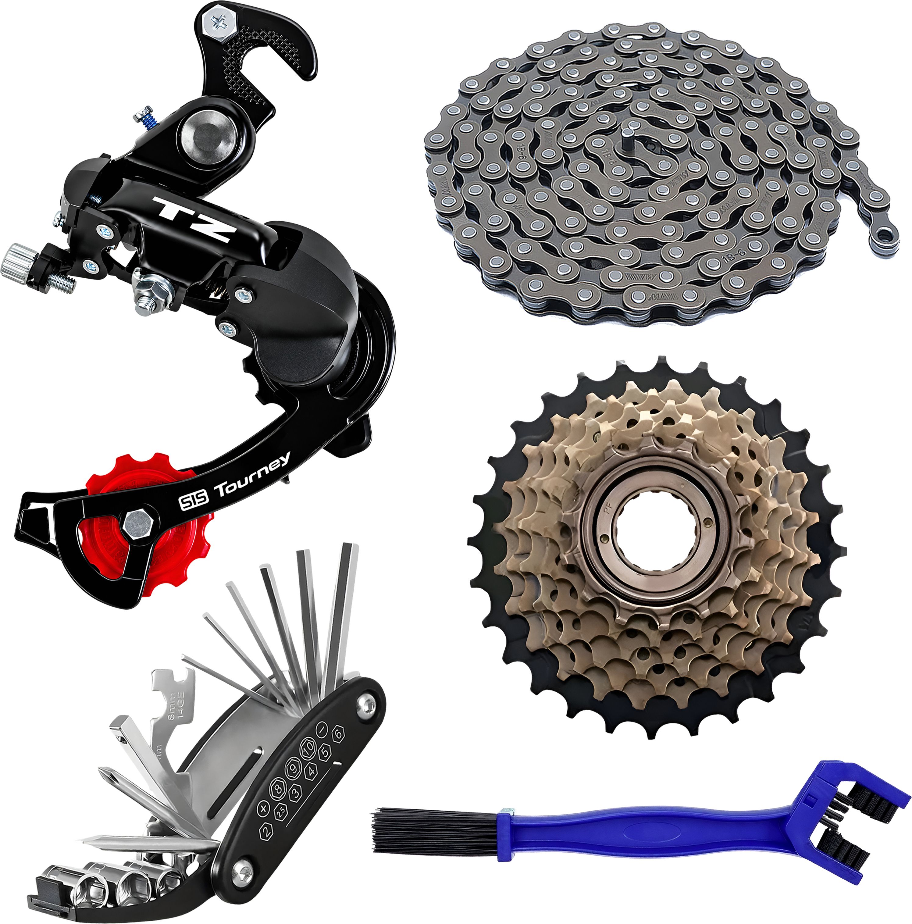 razaiq Bicycle Rear Derailleur 6/7 Speed Tool Kit Chain Freewheel Brush Combo Kit Bicycle Brake Disk-picture-47