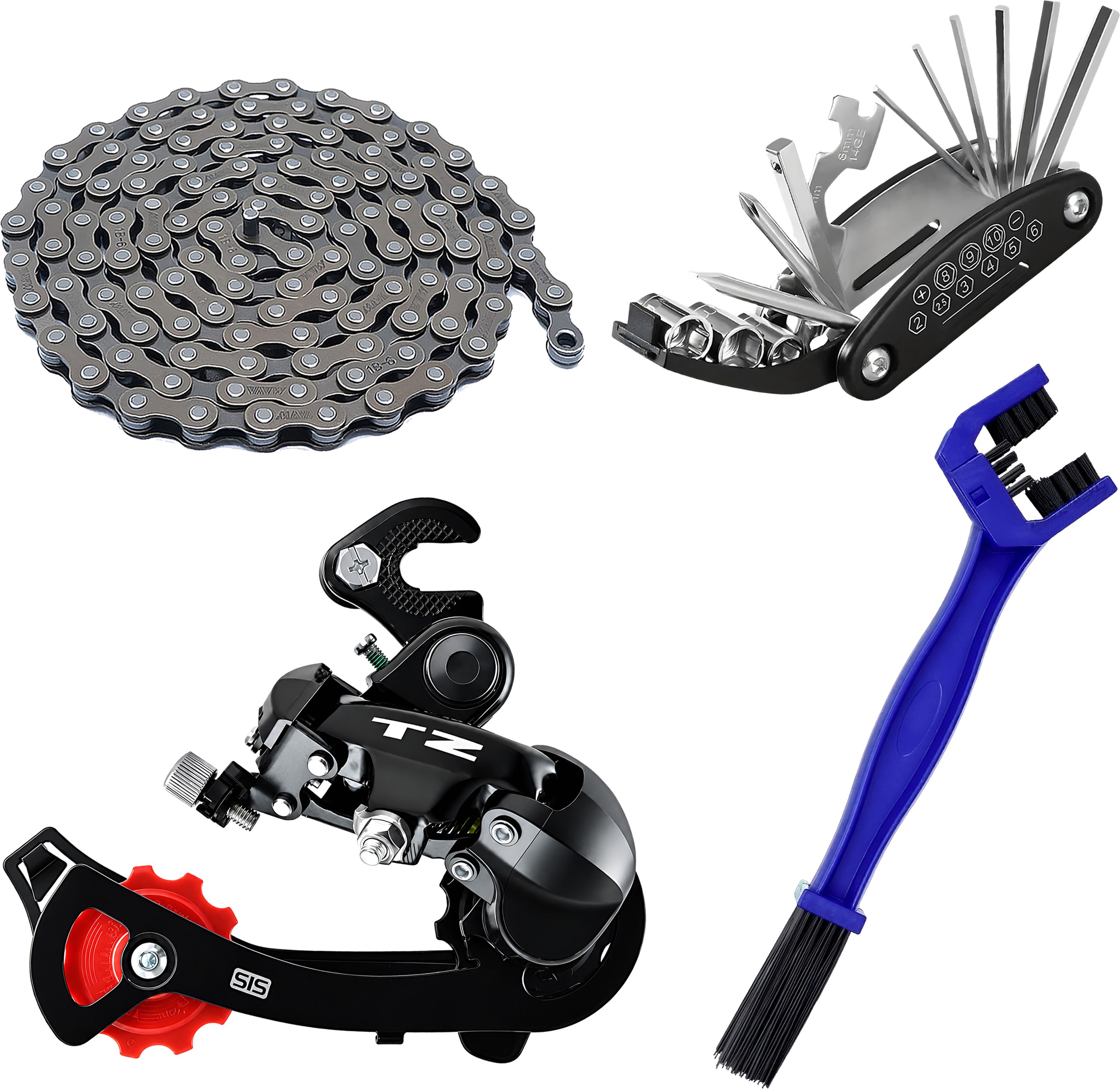 razaiq Bicycle Rear Gear Kit TZ Tourney 6/7 Speed Chain Tool & Cleaner Brush Bicycle Brake Disk-picture-38