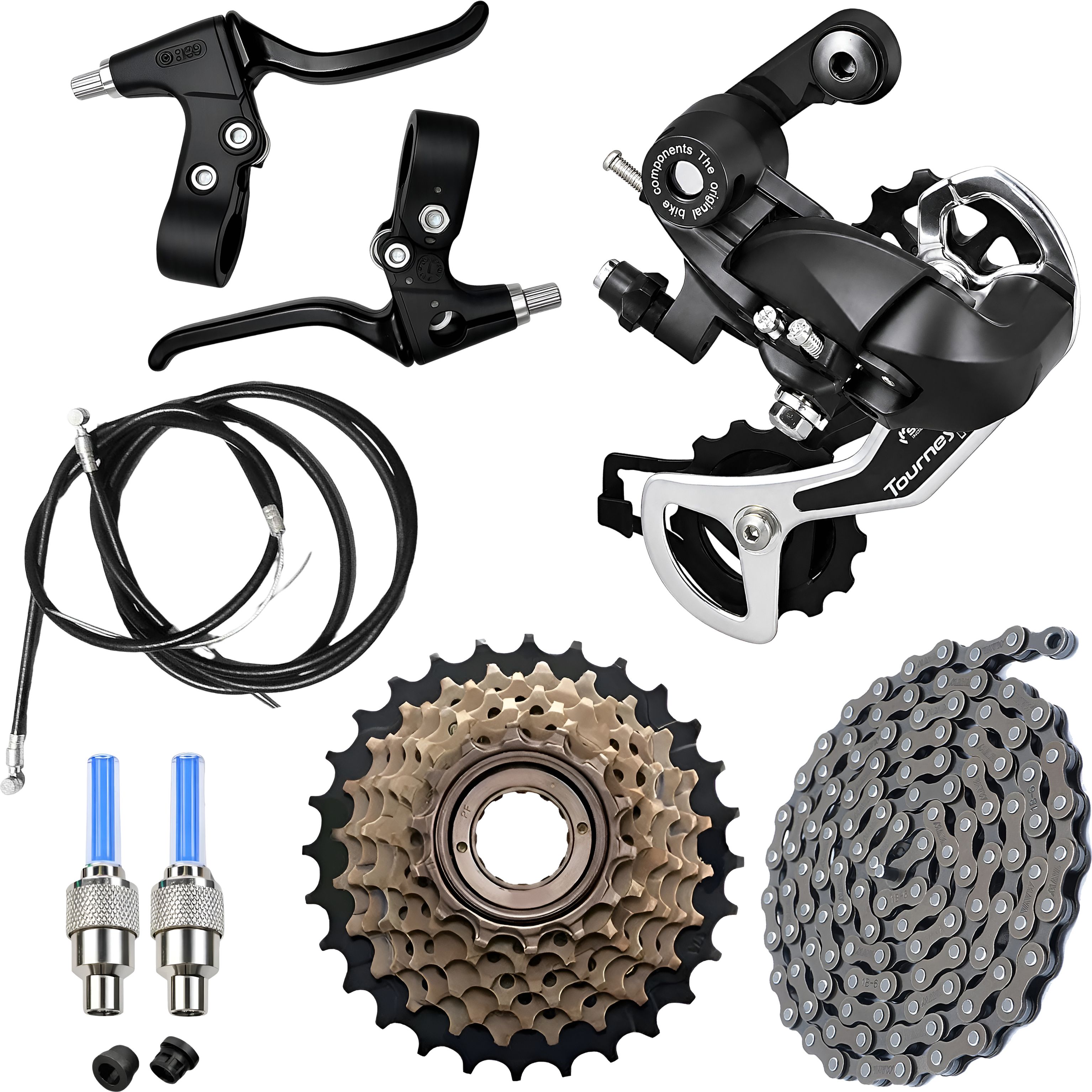razaiq Cycle Gear Kit Rear Derailleur Chain Freewheel Brake Cable LED Valve Cap Light Bicycle Brake Disk-picture-36