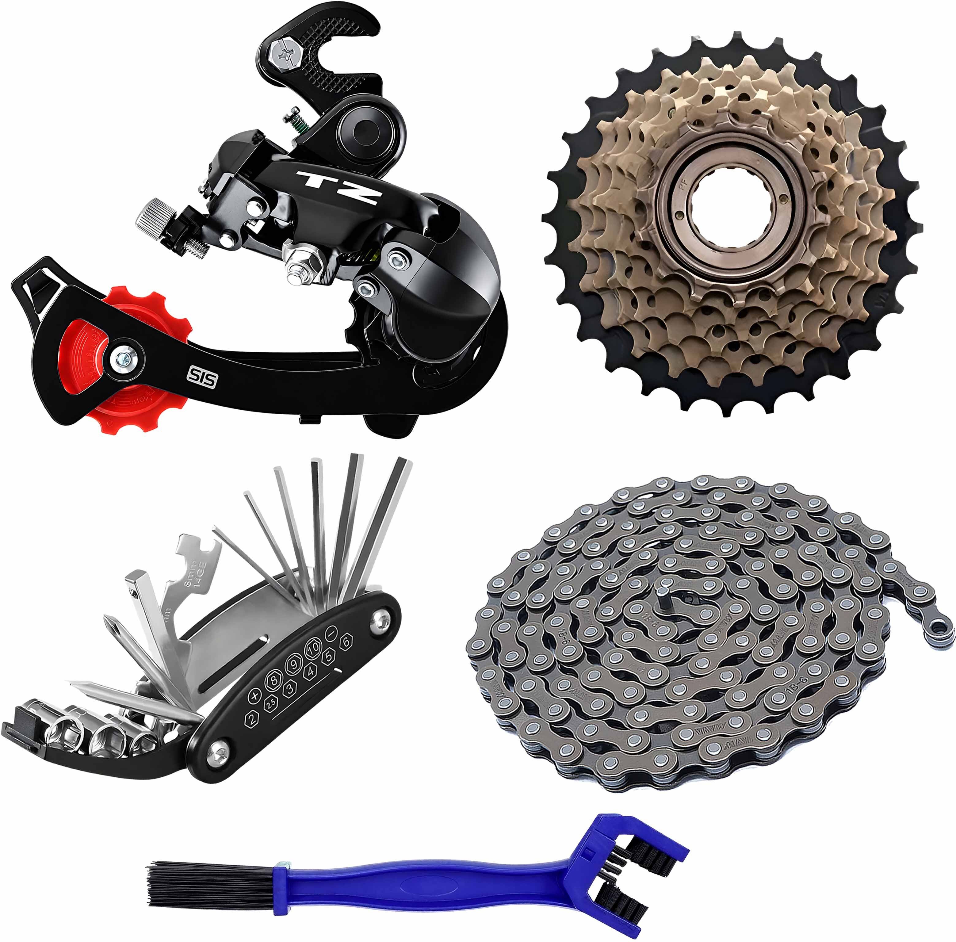razaiq Cycle Rear Gear Changer 6/7 Speed Chain Freewheel Cleaner Brush Tool Kit Bicycle Brake Disk-picture-15