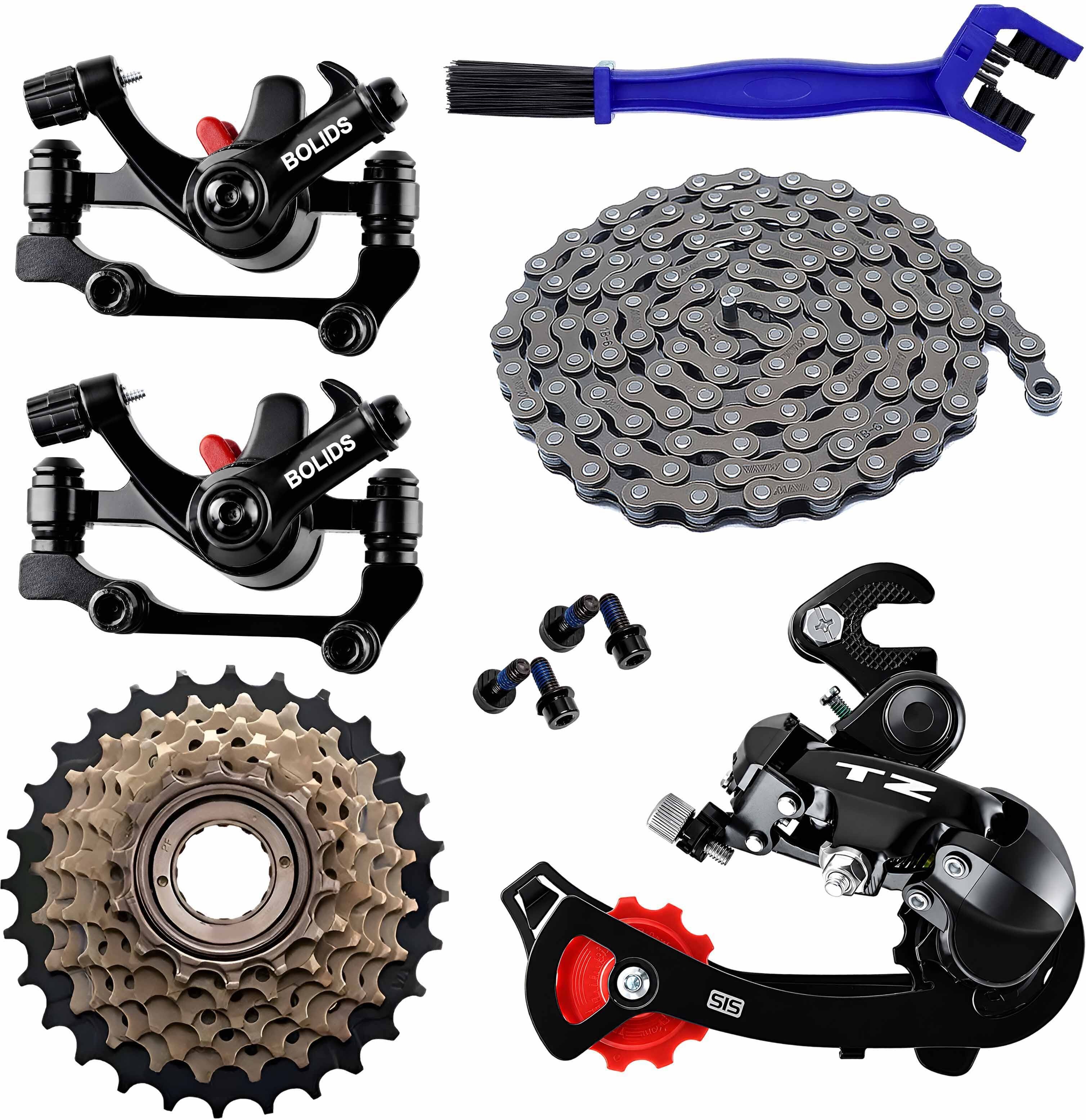 razaiq TZ Tourney 6/7 Speed Rear Gear Kit Disc Brake Chain Freewheel Brush Combo Set Bicycle Brake Disk-picture-25