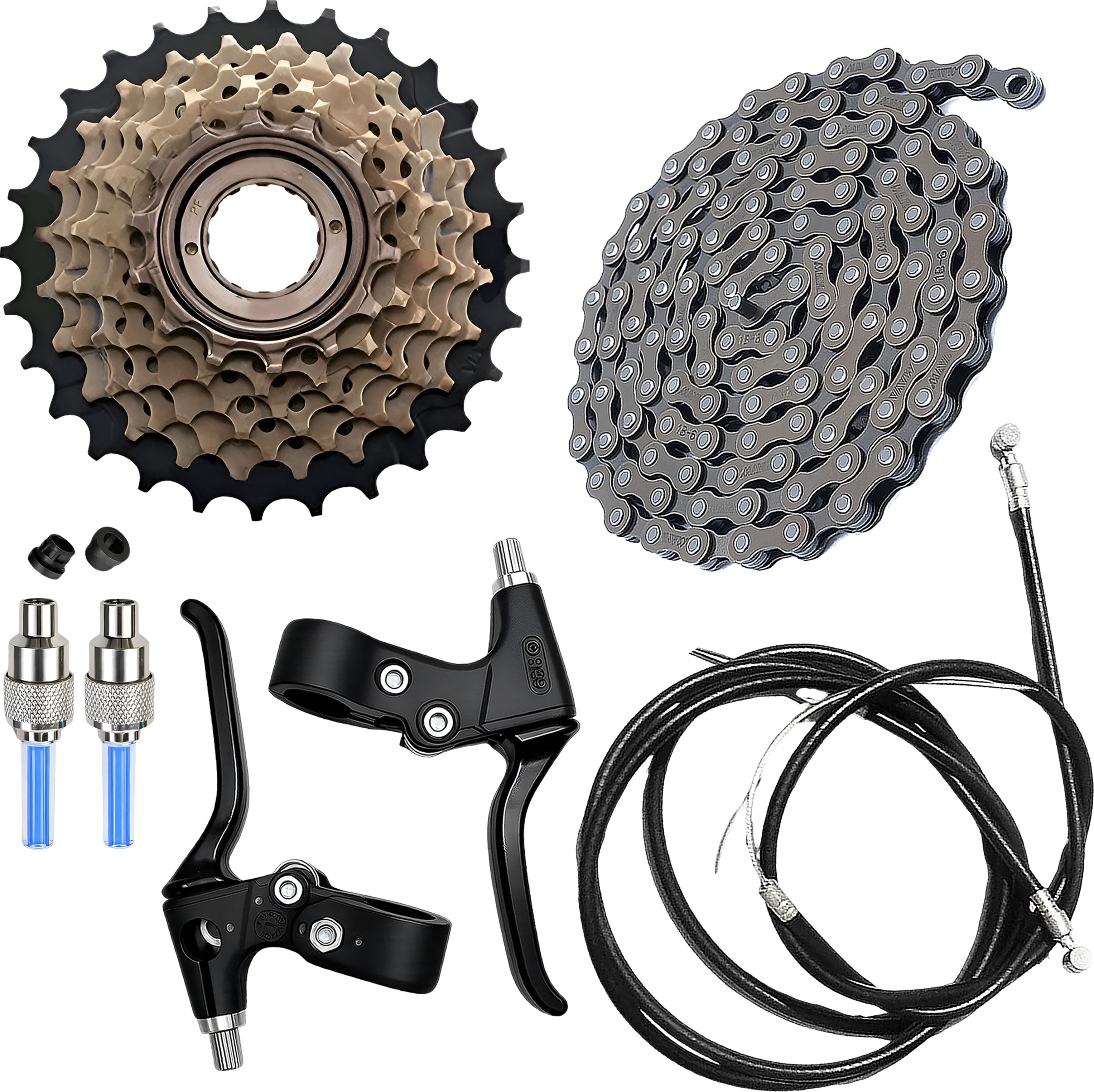 razaiq Cycle 7 Speed Gear Kit, Chain, Disc Brake Lever Set & LED Valve Cap Lights Bicycle Brake Disk-picture-28