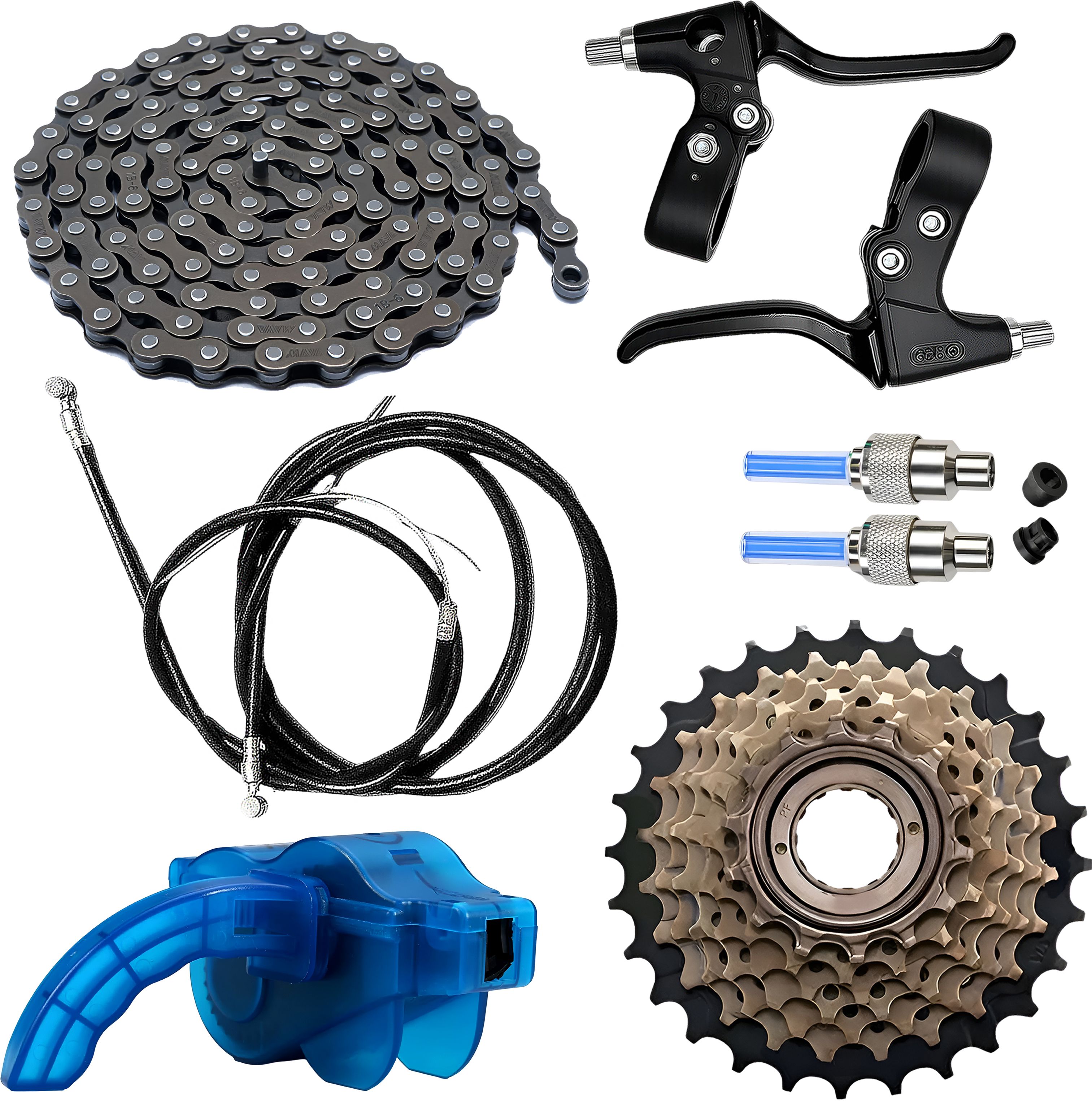 razaiq Cycle Chain Cleaner Combo with Brake Lever Set & LED Valve Rim Lights Bicycle Brake Disk-picture-32