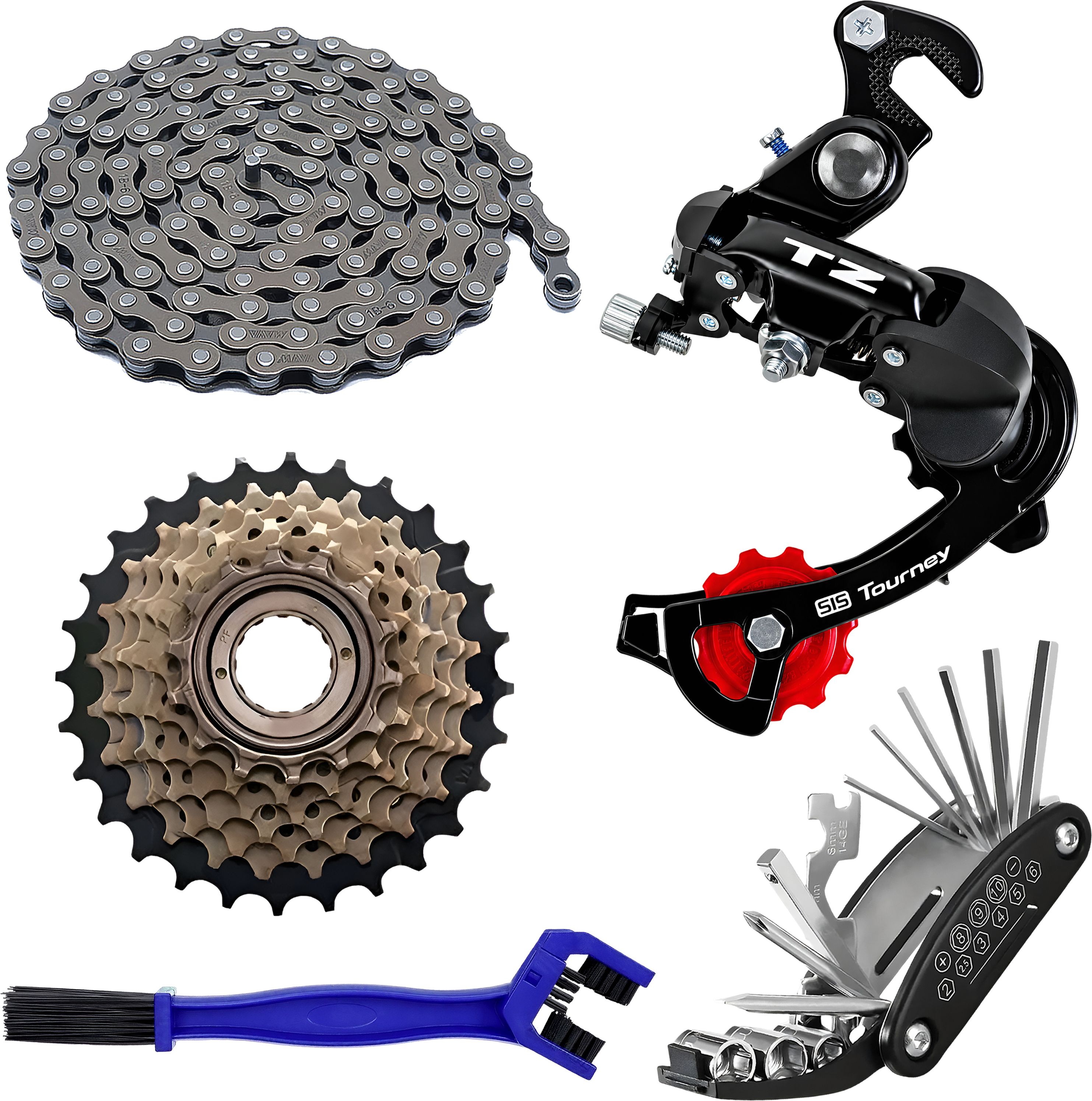 razaiq Cycle Rear Gear Kit TZ Tourney 6/7 Speed Chain Freewheel Tool Brush Set Bicycle Brake Disk-picture-20
