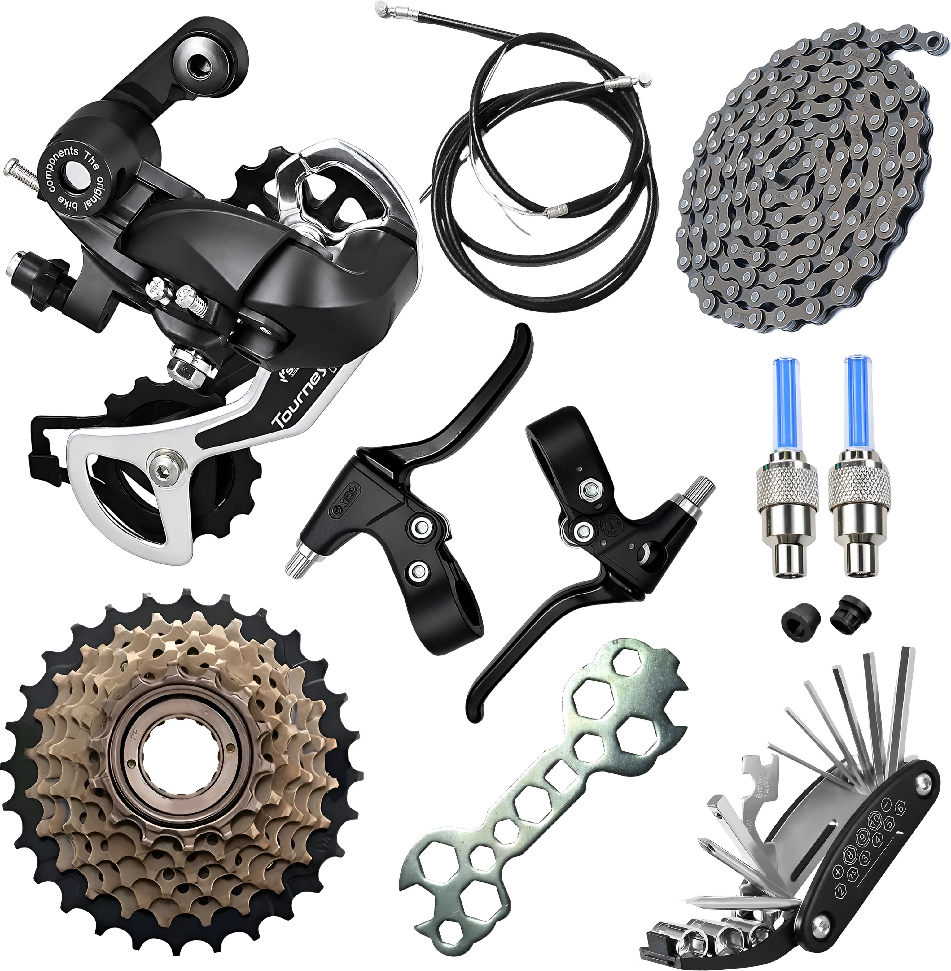 razaiq Cycle Repair Kit Rear Derailleur Freewheel 16 in 1 Tool 13in1 Tool LED Valve Cap Bicycle Brake Disk-picture-39