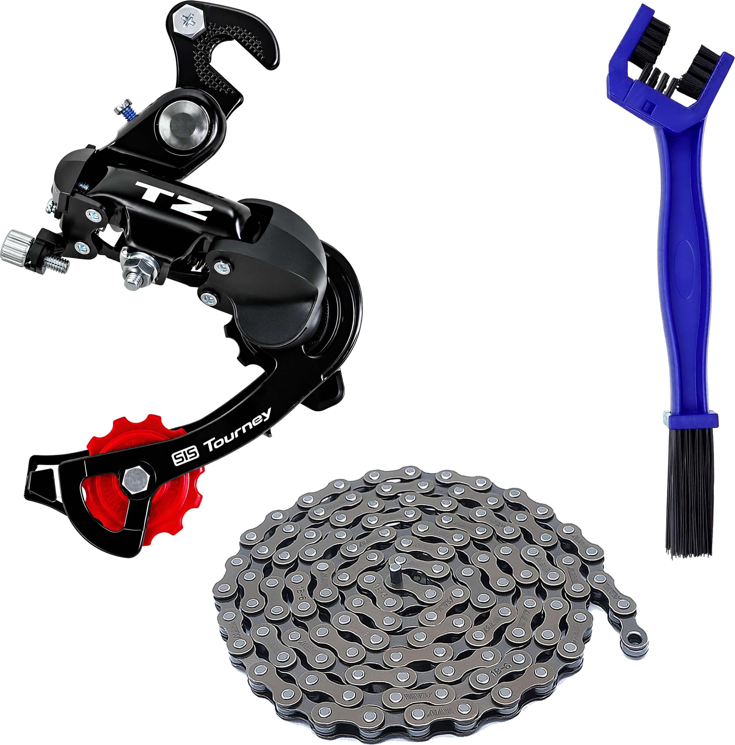 razaiq Cycle Rear Derailleur TZ 6/7 Speed with 116 Link Chain and Cleaner Brush Set Bicycle Brake Disk-picture-27
