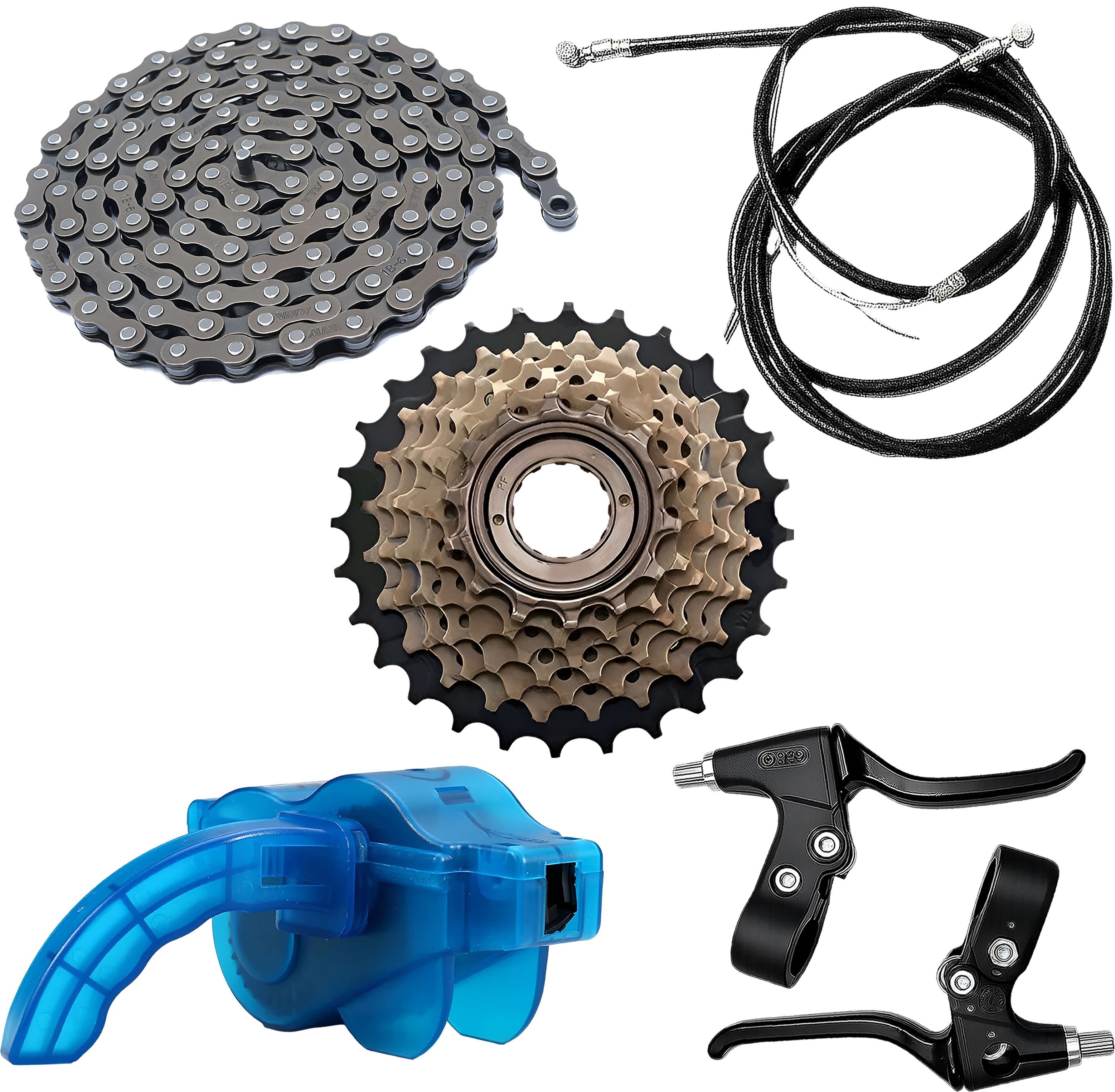 razaiq Cycle Drivetrain Kit with Chain Cleaner, 7 Speed Gear & Brake Lever Set Bicycle Brake Disk-picture-19