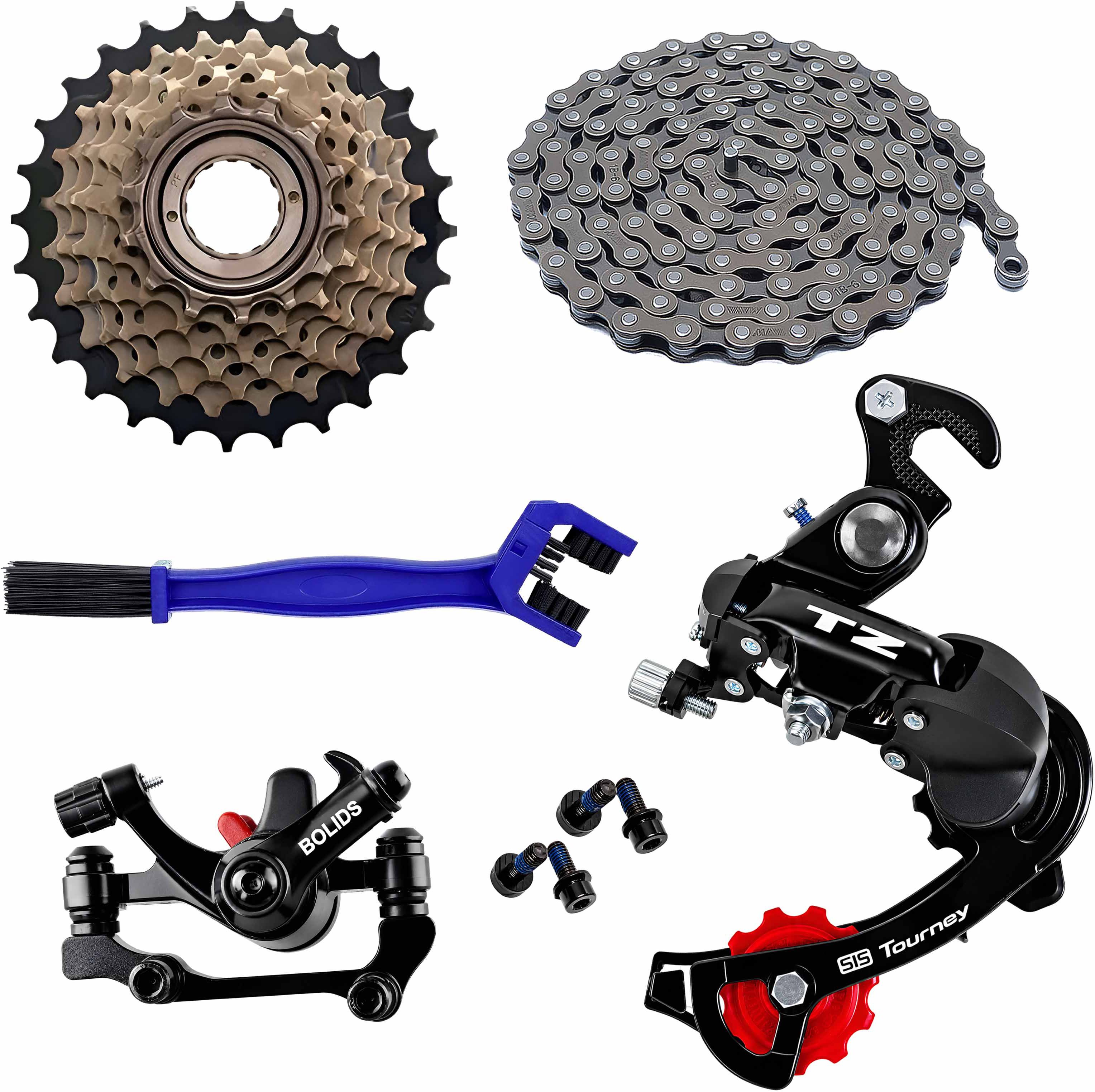 razaiq TZ Tourney Cycle Gear Kit with Disc Brake 7 Speed Freewheel Chain Brush Bicycle Brake Disk-picture-35