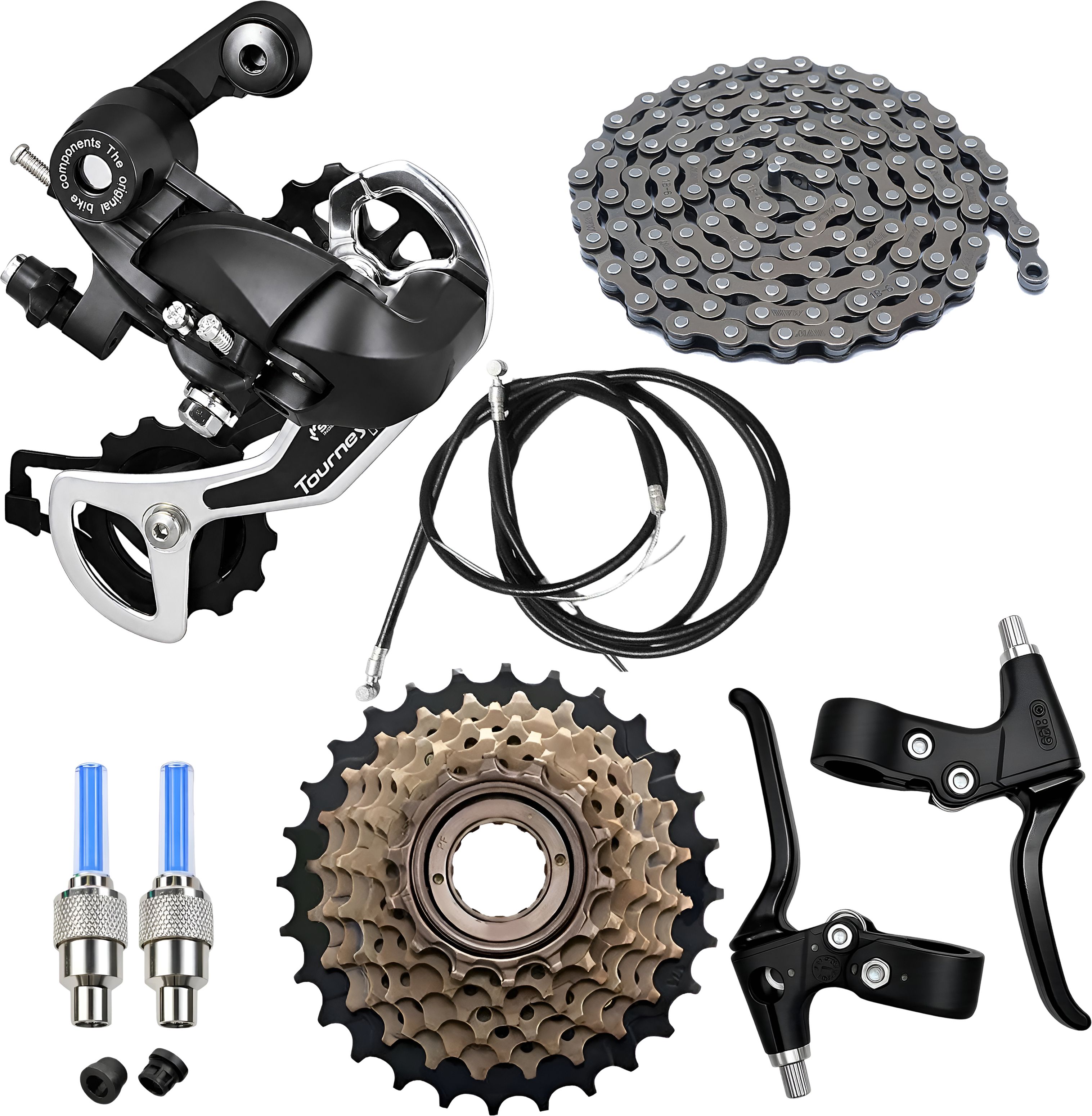 razaiq Cycle Rear Derailleur Kit with LED Tyre Valve Cap Chain Freewheel Brake Set Bicycle Brake Disk-picture-16