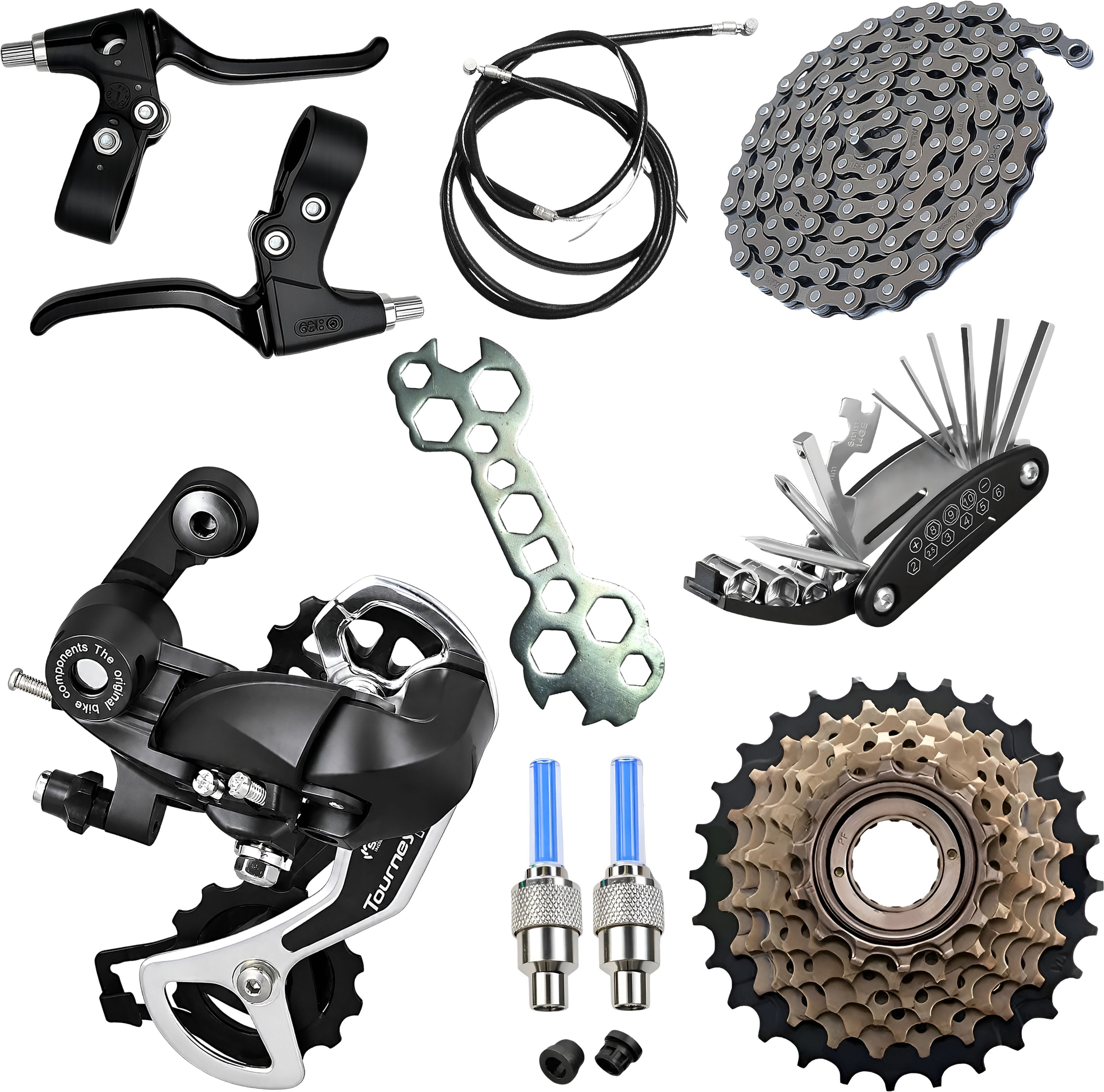 razaiq Bicycle Complete Upgrade Kit Rear Derailleur Chain Tool LED Tyre Valve Light Bicycle Brake Disk-picture-31
